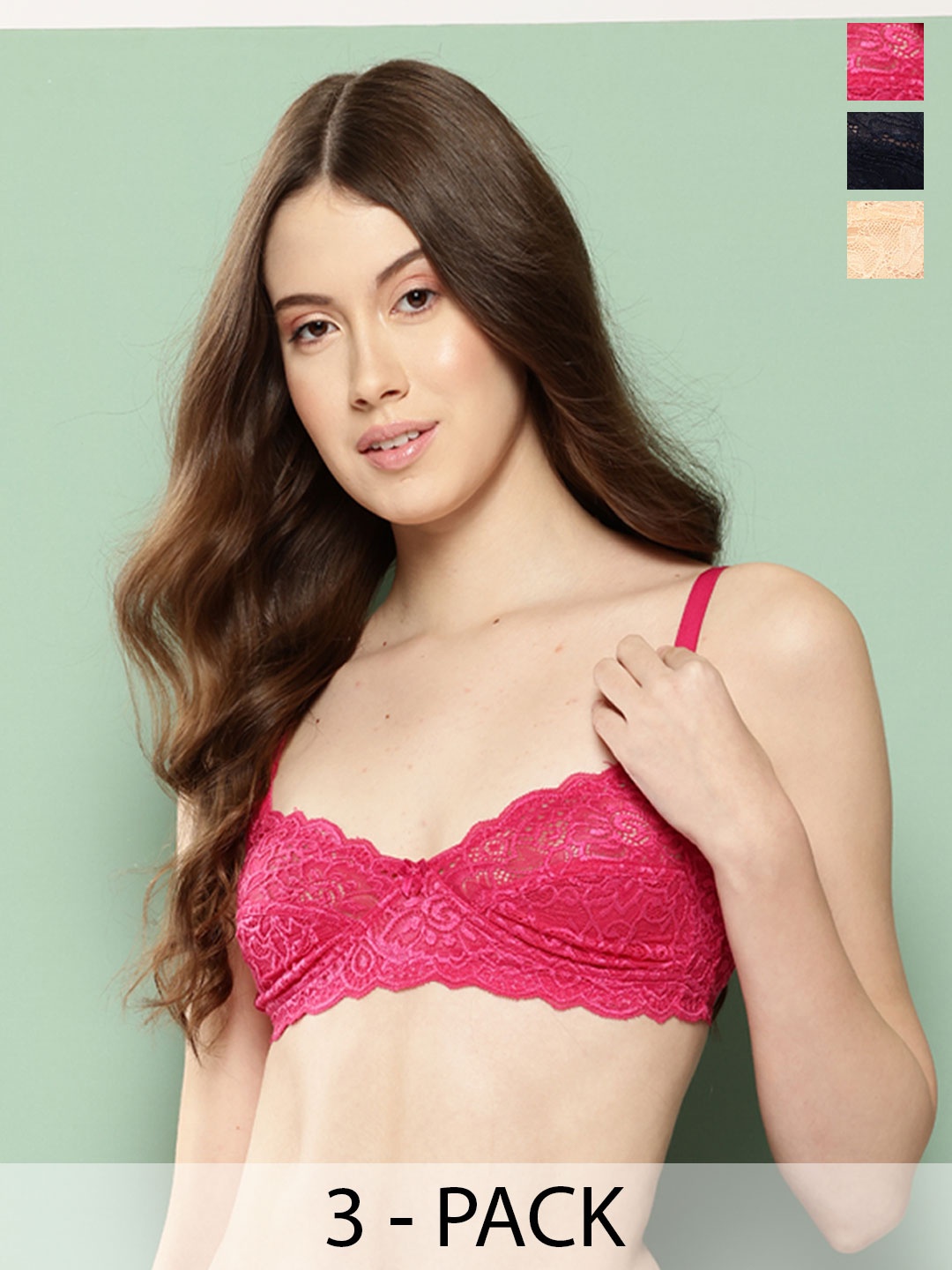 

Leading Lady Set of 3 Magenta & Peach Floral T-Shirt Bra