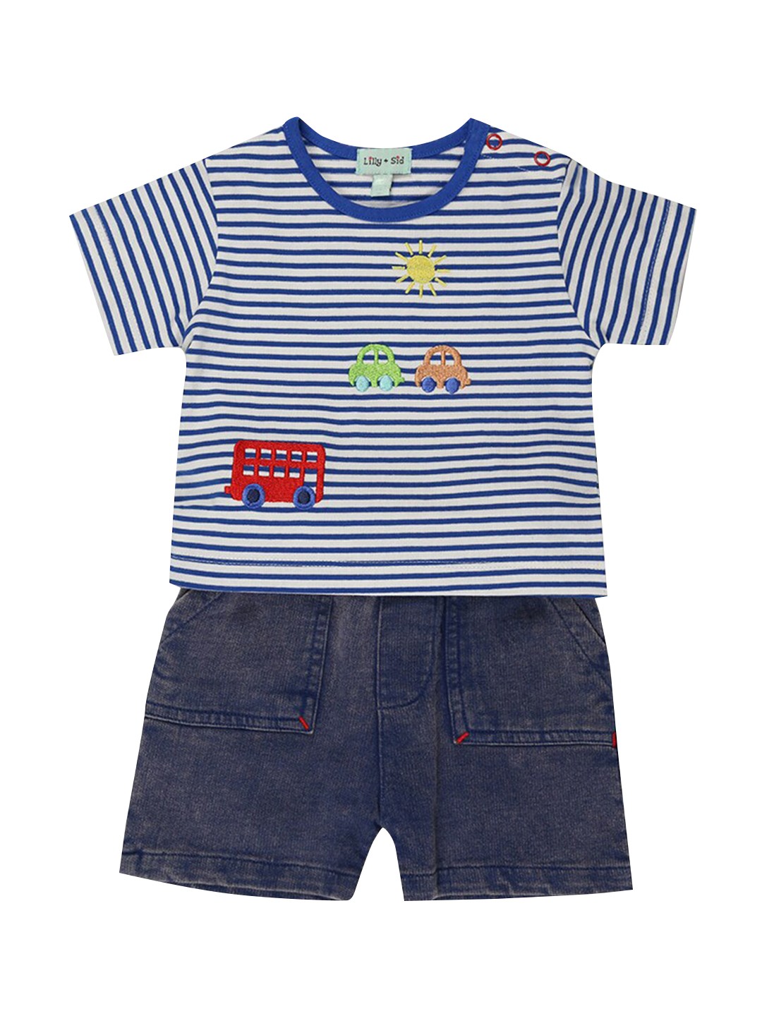 

Lilly and Sid Boys Blue & White Striped T-shirt with Shorts