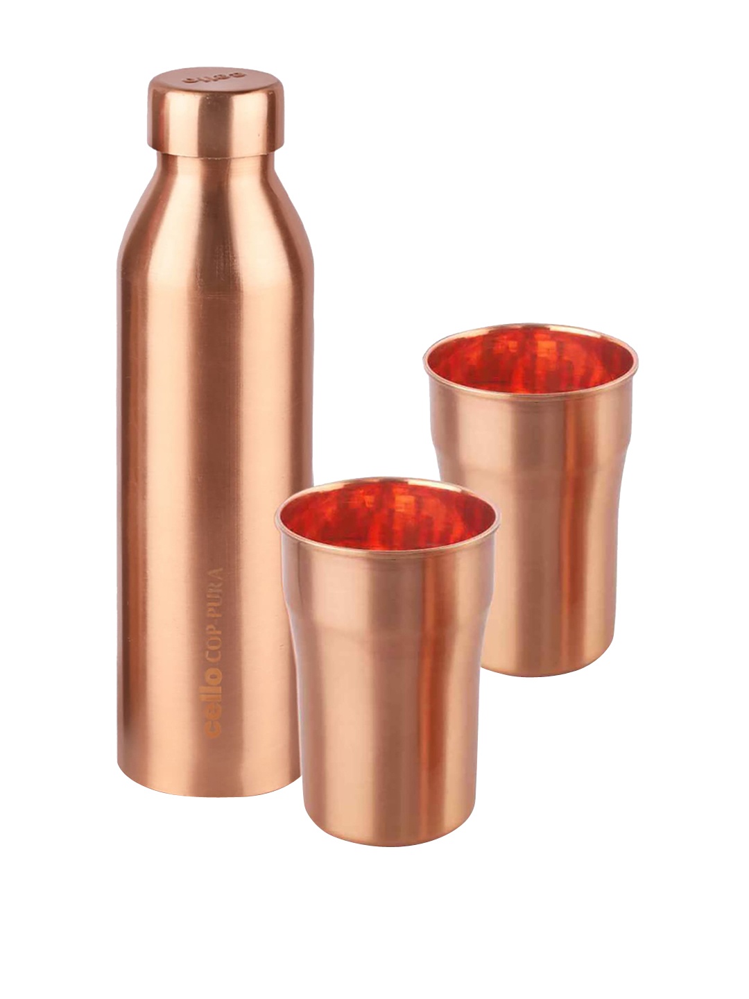 

Cello Copper-Toned Cop Pura Moksha Copper Water Bottle Gift Set With Glasses