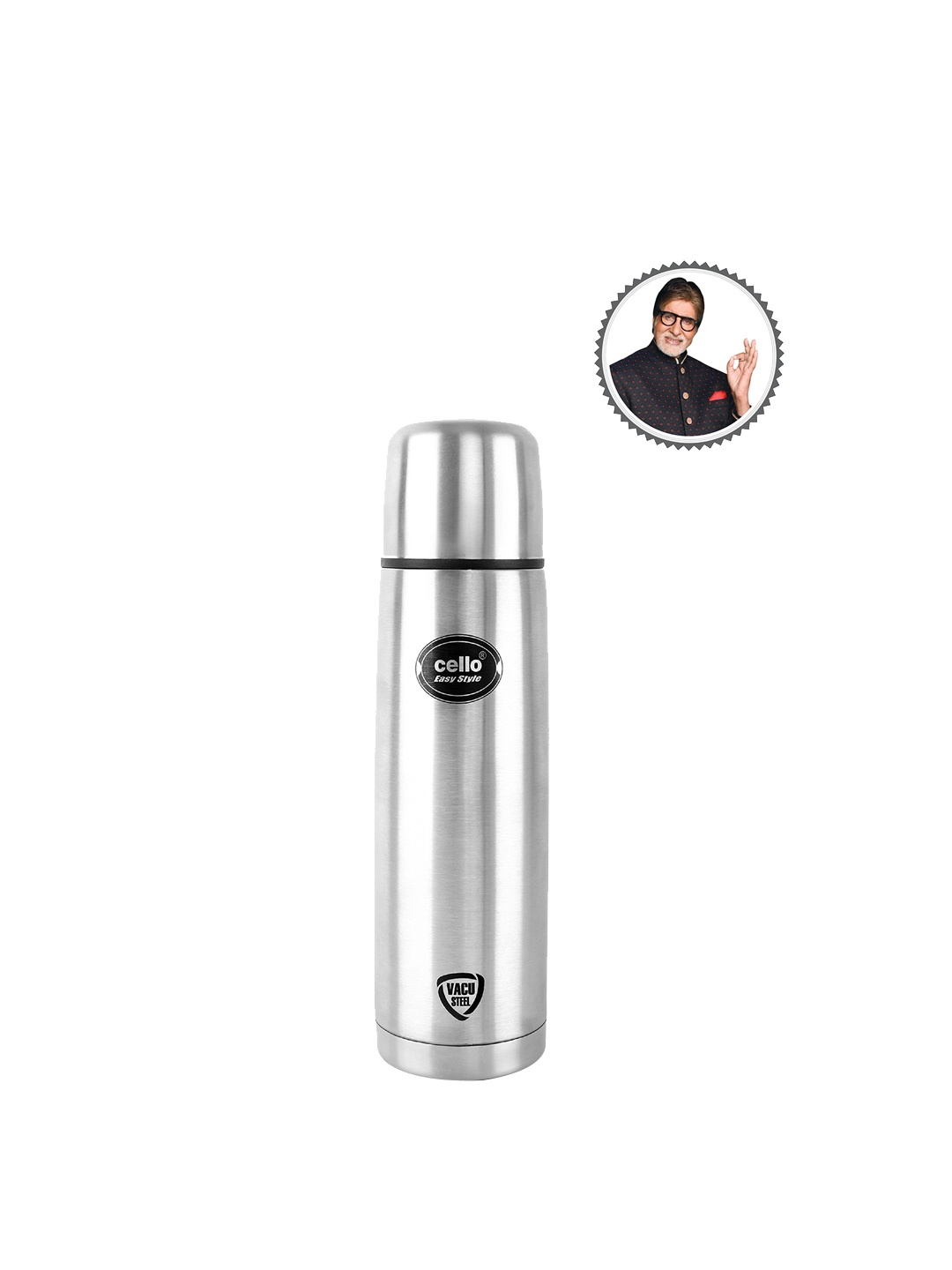 

Cello Silver-Toned Easy Style Double Walled Hot Or Cold Water Bottle 350 ML