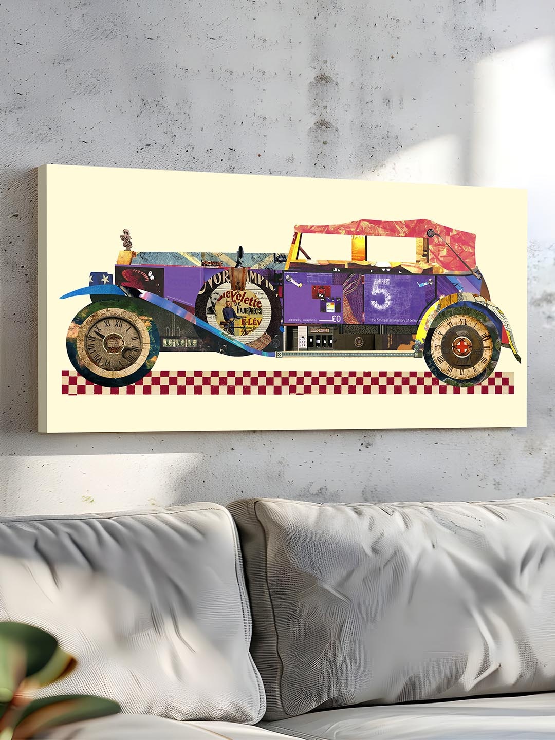 

Art Street Cream Rolls Royce Antique Automobile Canvas Painting Wall Art