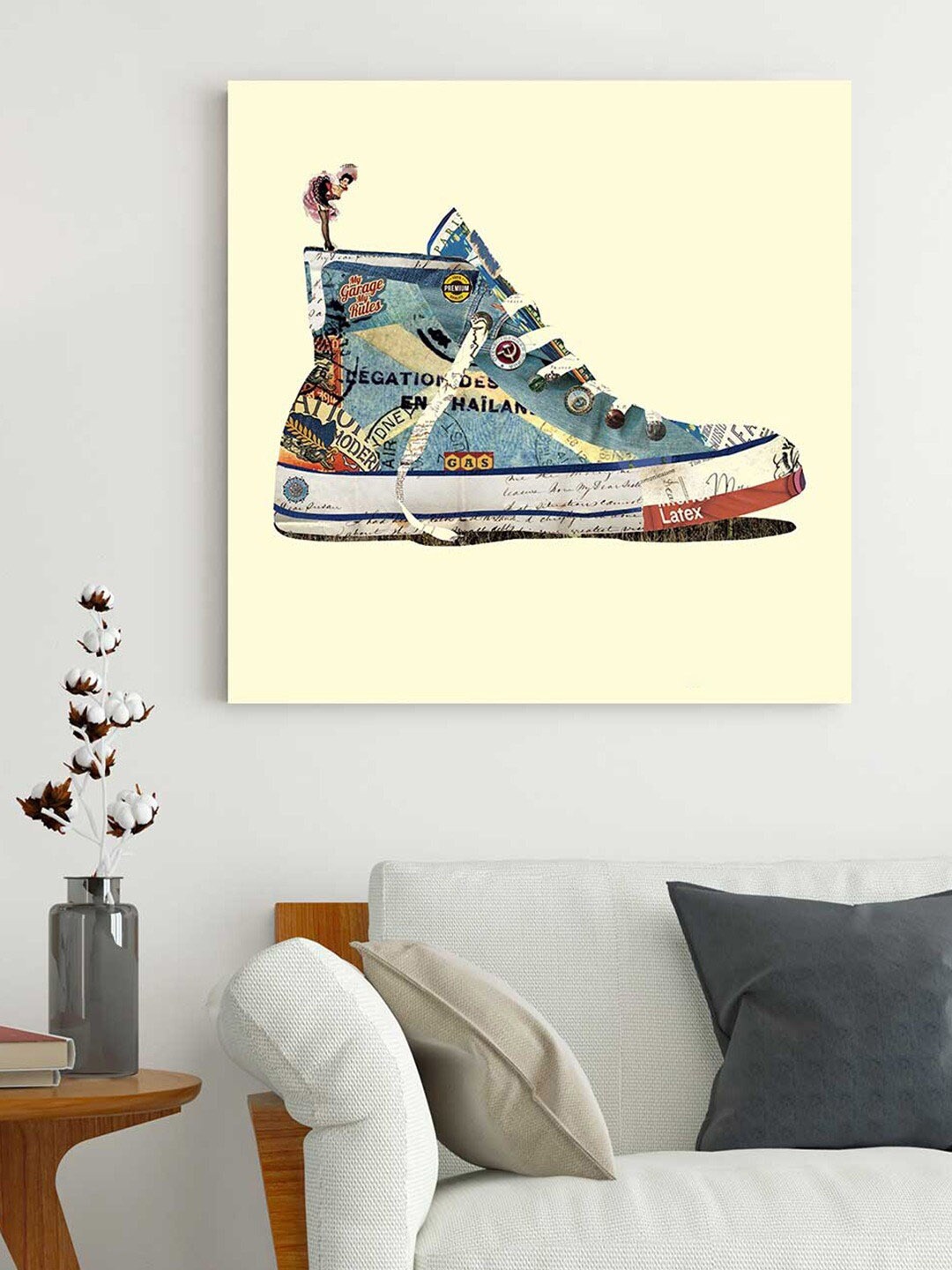 

Art Street Cream & Blue High Tops & High Fashion Sneaker Canvas Painting Wall Art