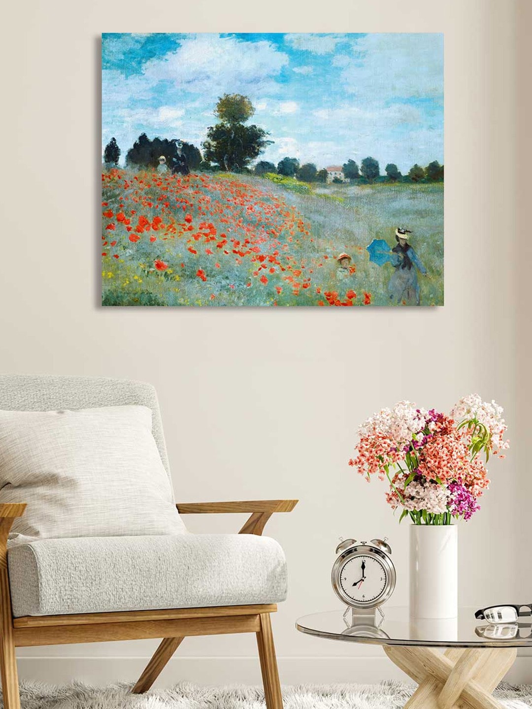 

Art Street Blue & Green Blooming Poppy Field Canvas Painting Wall Art