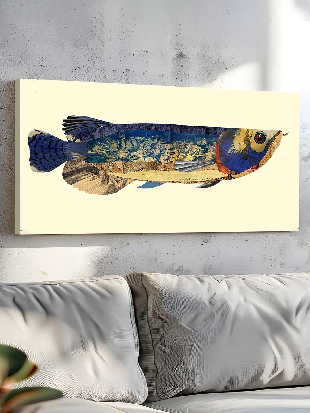 

Art Street Blue & Cream Arowana Marlin Painted Wall Art