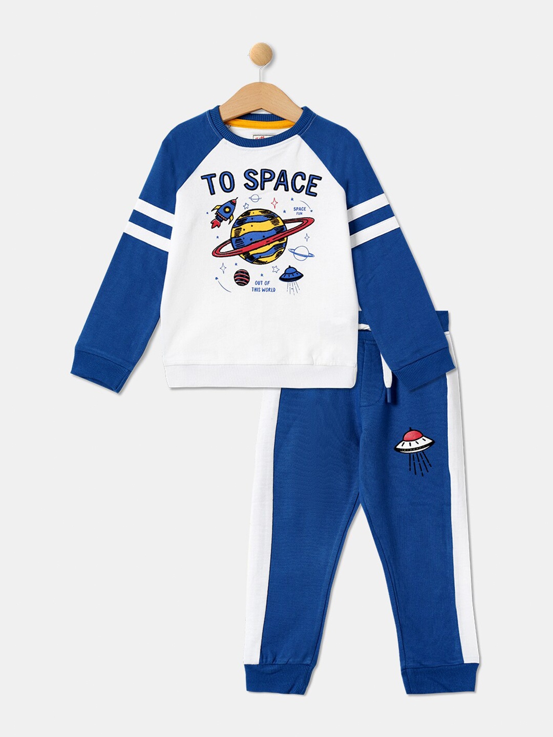 

R&B Boys Blue & White Printed T-shirt with Trousers
