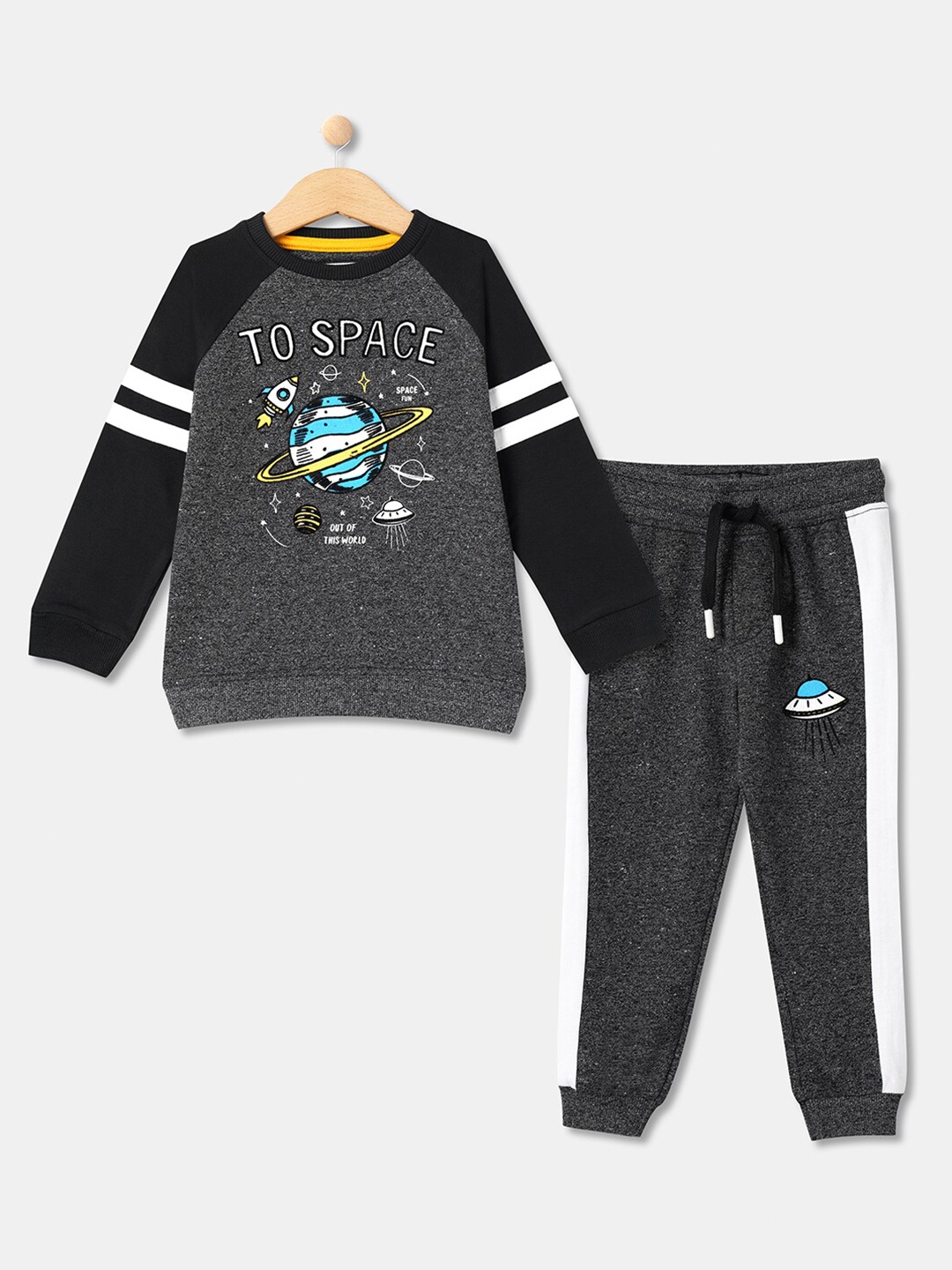 

R&B Boys Grey & White Printed T-shirt with Pyjamas