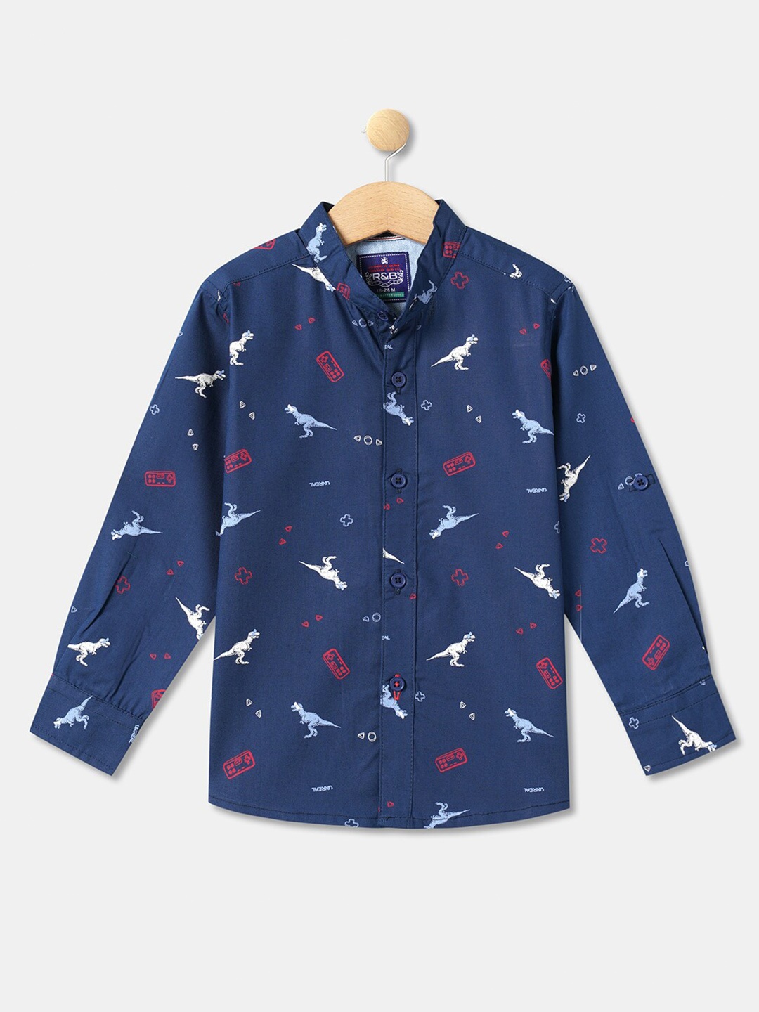 

R&B Boys Printed Cotton Casual Shirt, Blue