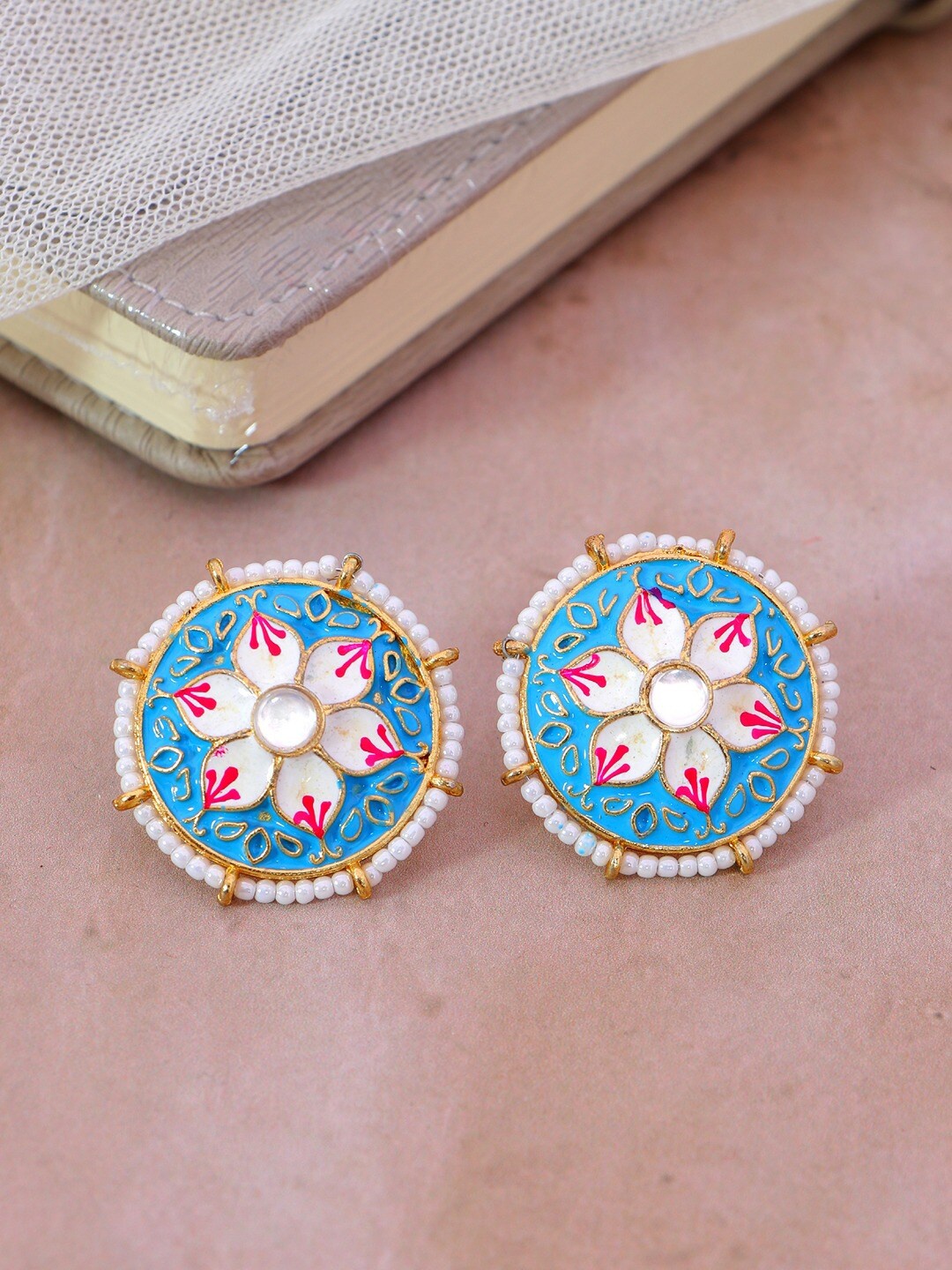 

Crunchy Fashion Blue Gold-Plated Classic Studs Earrings