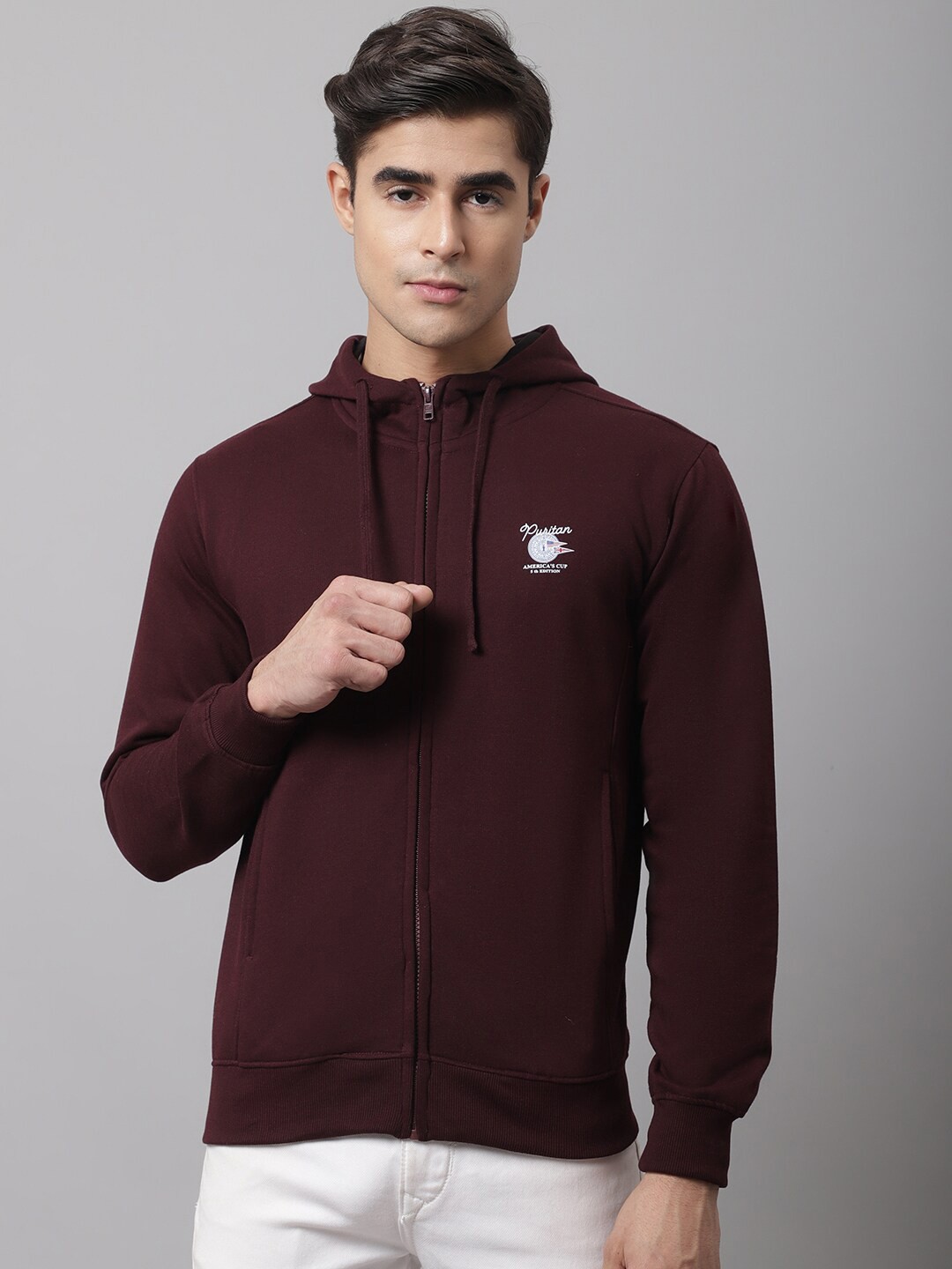 

Cantabil Men Maroon Fleece Sweatshirt