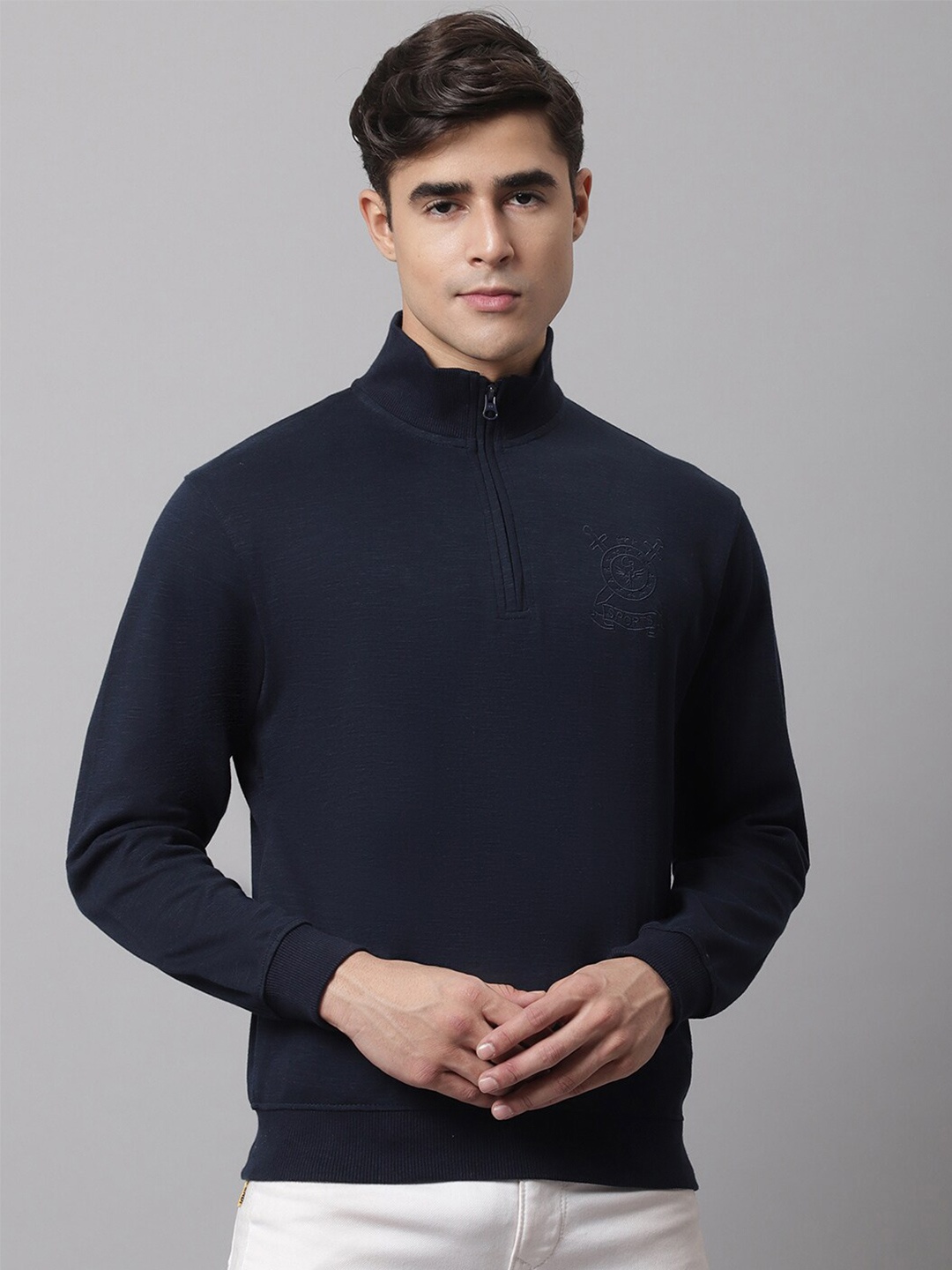 

Cantabil Men Navy Blue Fleece Sweatshirt