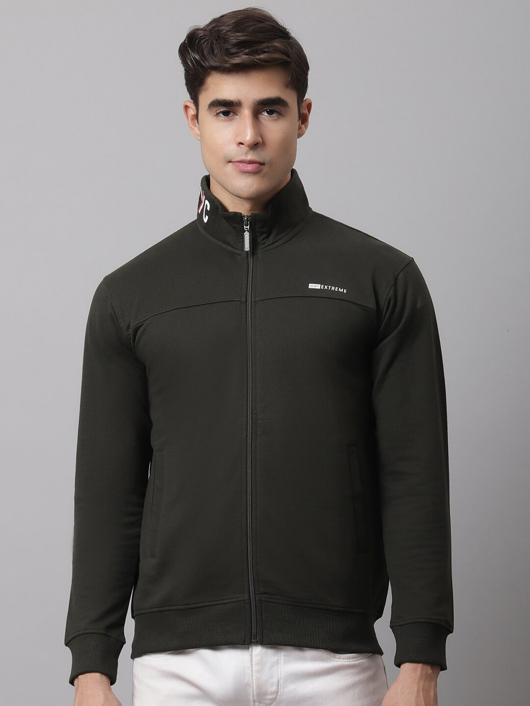 

Cantabil Men Olive Green Fleece Sweatshirt