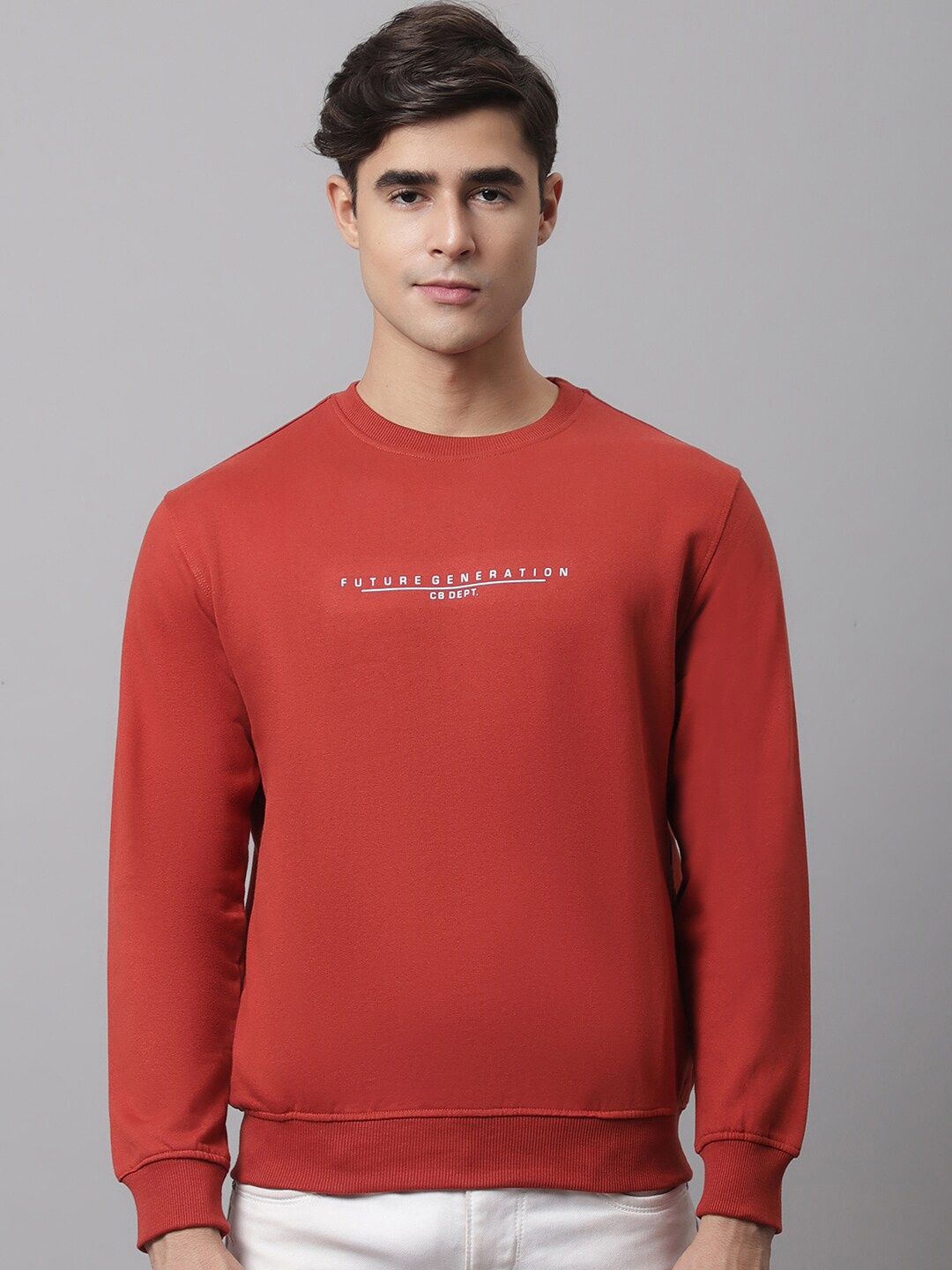 

Cantabil Round Neck Fleece Sweatshirt, Rust