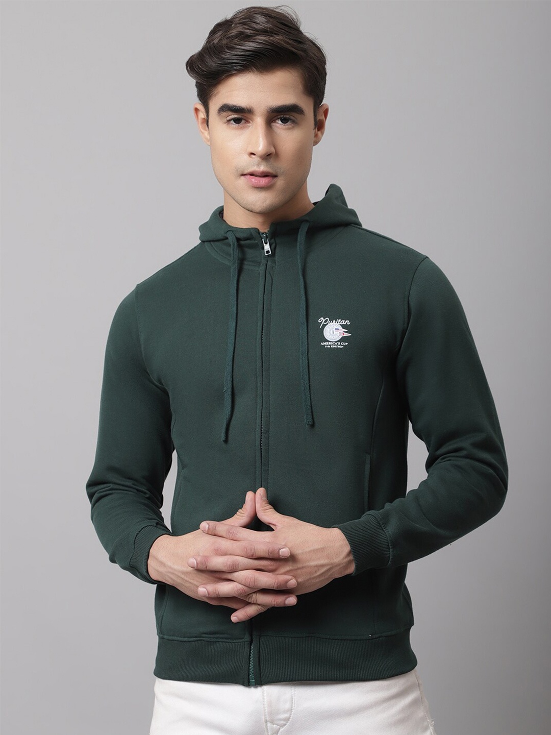 

Cantabil Men Green Fleece Sweatshirt