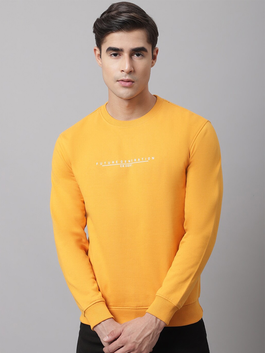 

Cantabil Men Mustard Fleece Sweatshirt