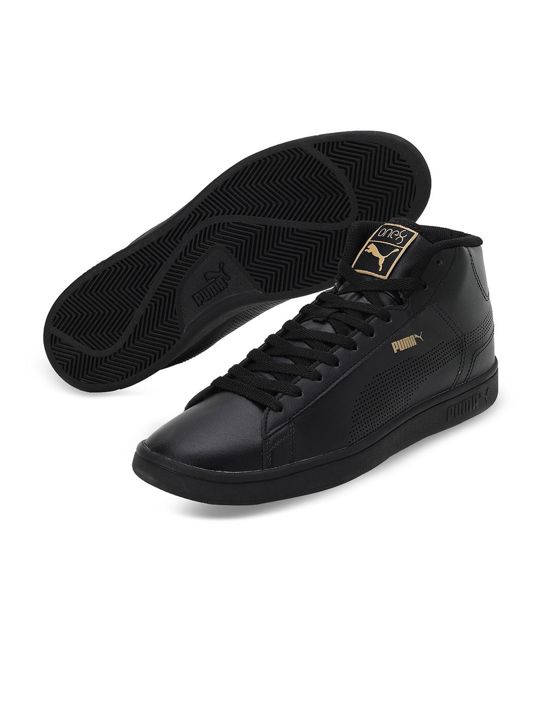 

one8 x PUMA Men Black Virat Kohli Smash Mid V3 Sneakers