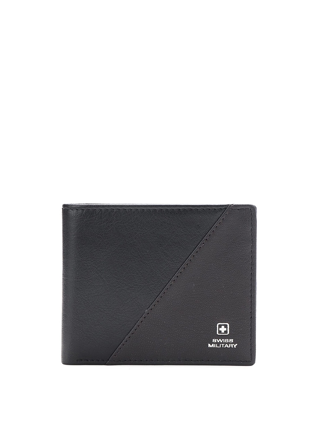 

SWISS MILITARY Men Black Leather Two Fold Wallet