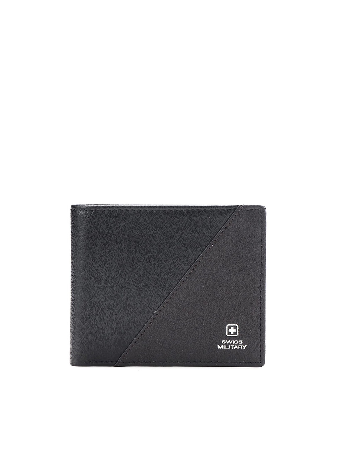

SWISS MILITARY Men Black & Brown Leather Two Fold Wallet
