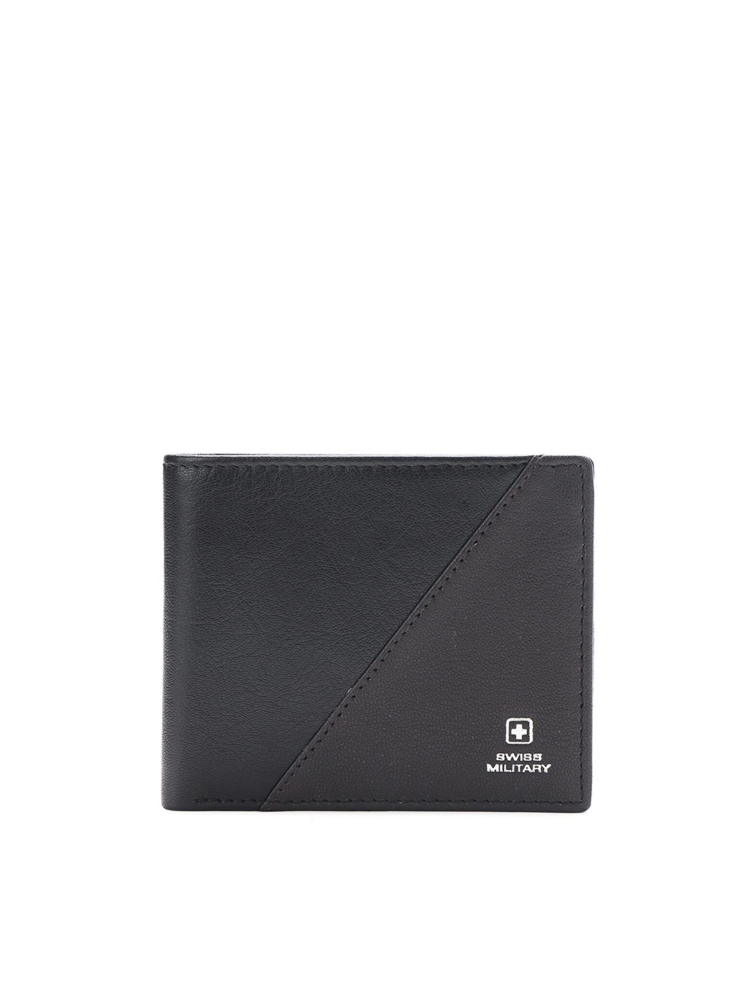 

SWISS MILITARY Men Black Leather Two Fold Wallet