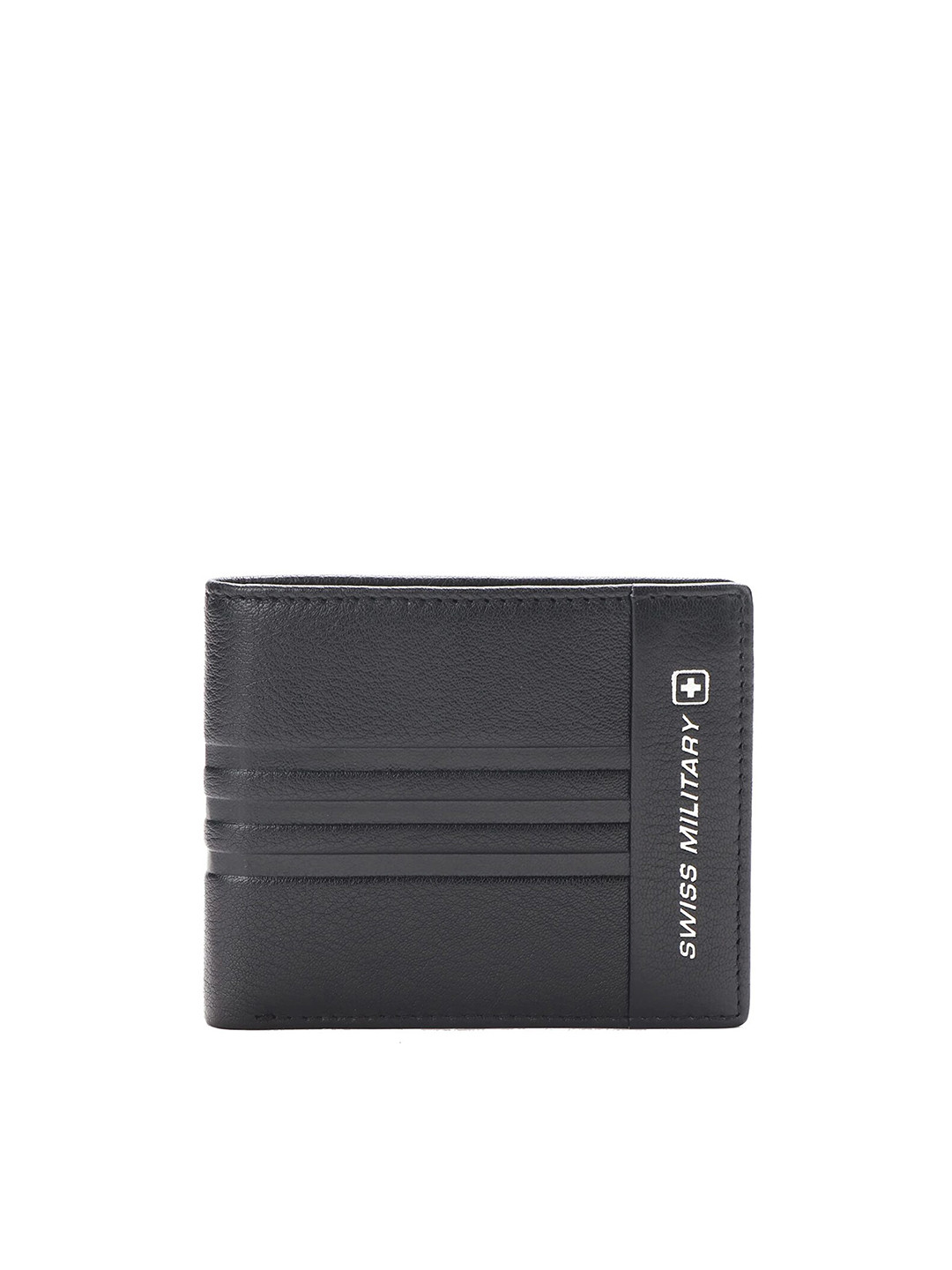 

SWISS MILITARY Men Black Leather Two Fold Wallet