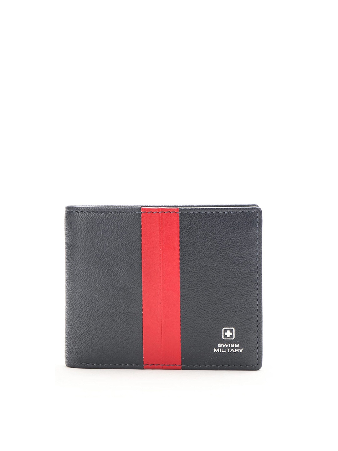 

SWISS MILITARY Men Black & Red Leather Two Fold Wallet