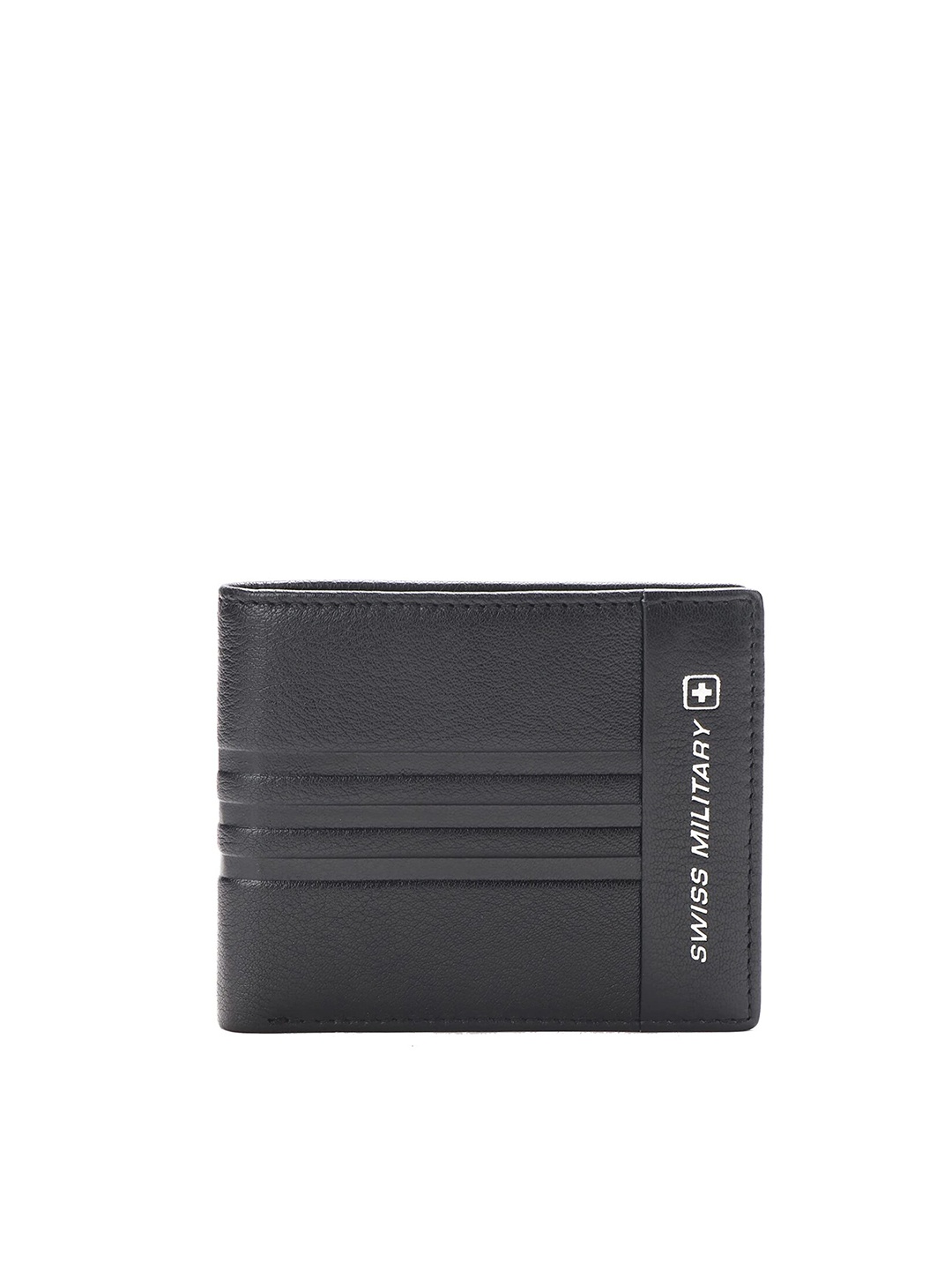 

SWISS MILITARY Men Black Leather Two Fold Wallet