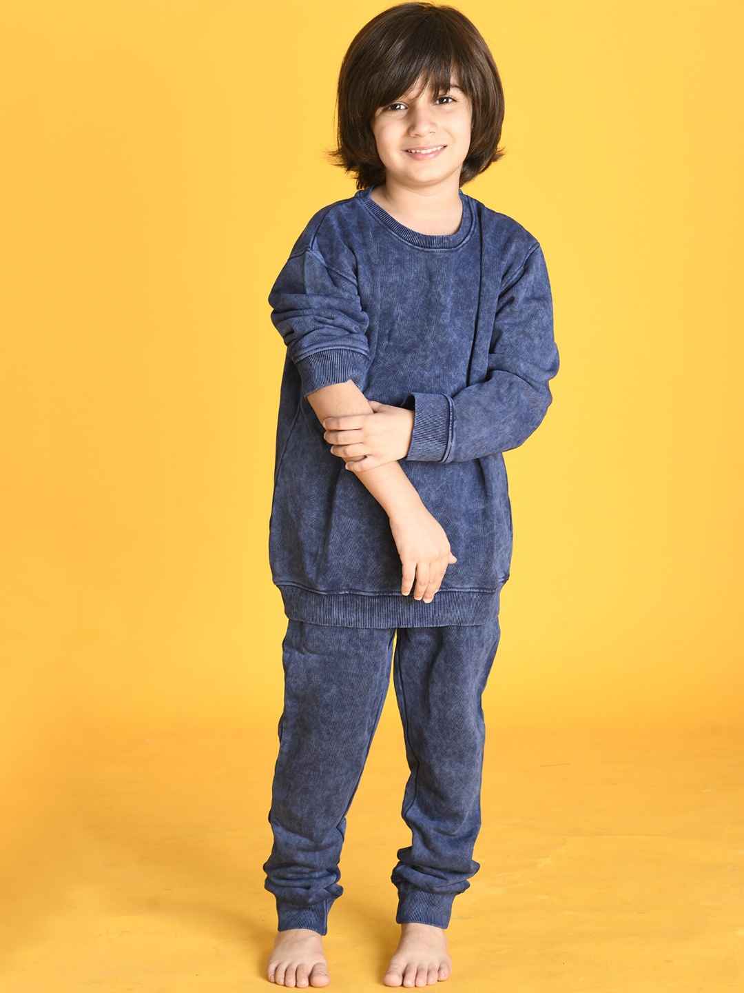 

Anthrilo Boys Blue Solid Round Neck Night suit