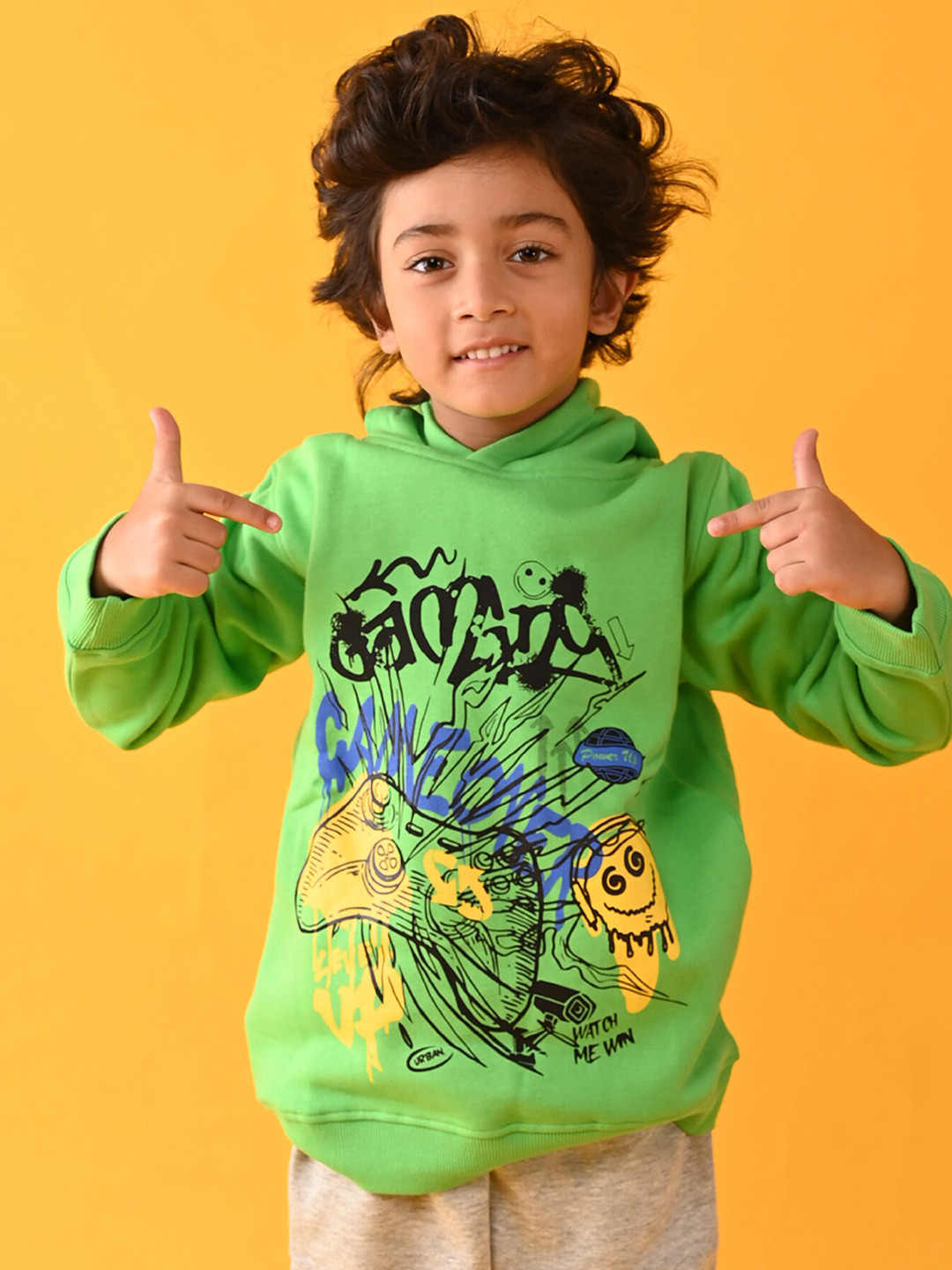

Anthrilo Boys Printed Hooded Pyjama Set, Green