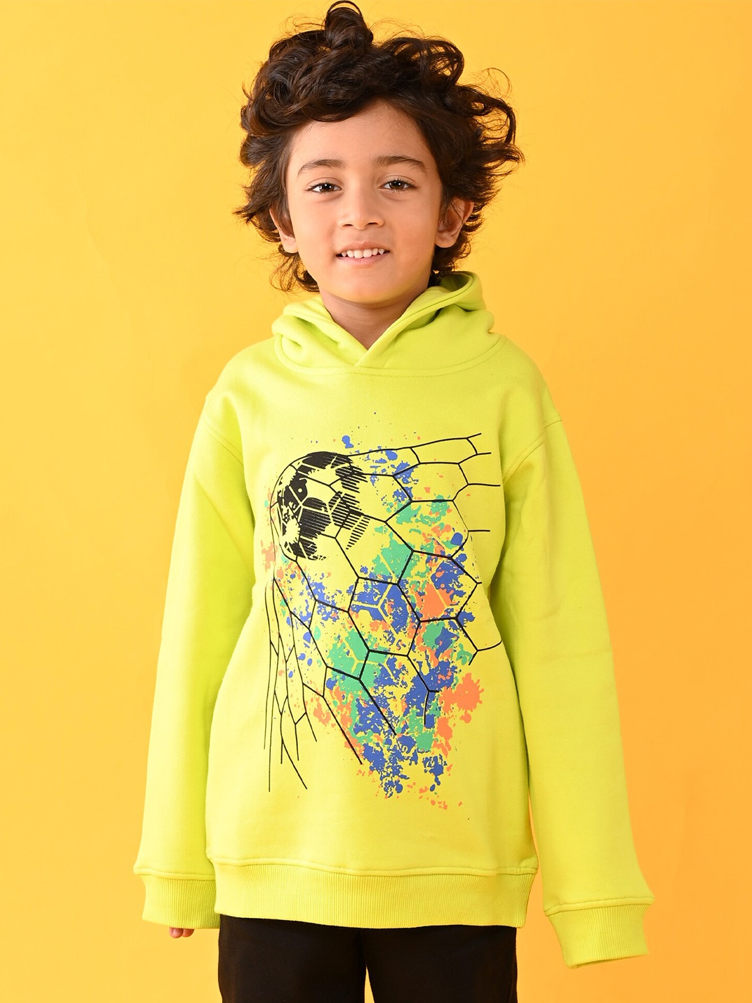 

Anthrilo Boys Footall Hoodie Fleece Sweatshirt With Joggers, Lime green