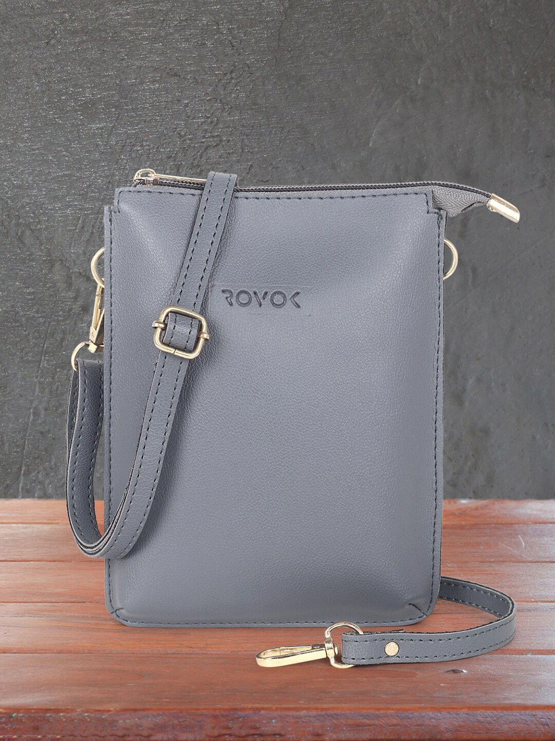 

ROVOK Grey PU Structured Sling Bag