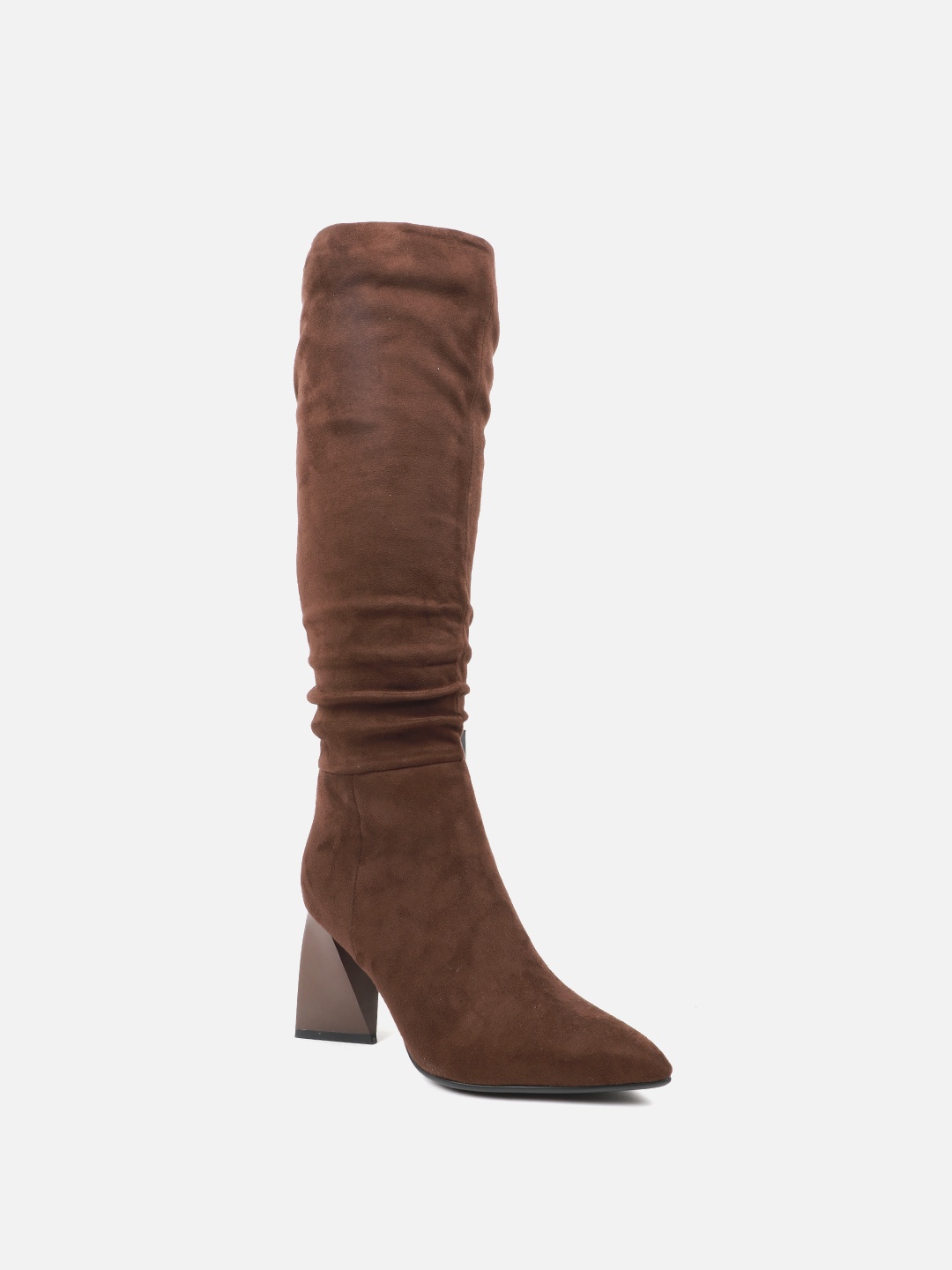 

Carlton London Women Brown Block Heeled Slouchy Boots