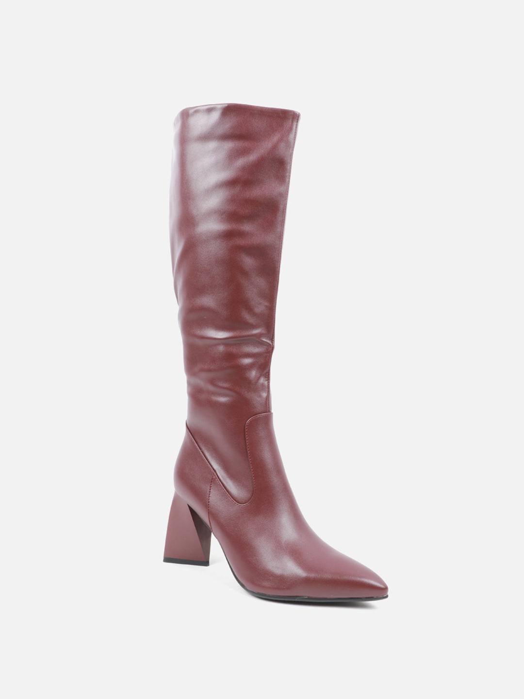 

Carlton London Women Burgundy High Top Block Heeled Boots