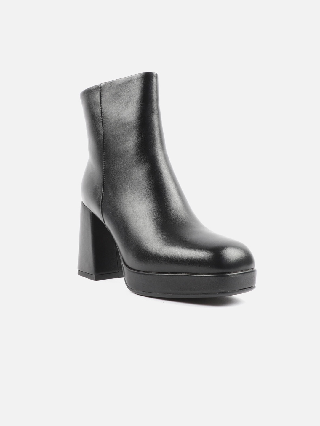 

Carlton London Women Black Mid Top Block Heeled Boots