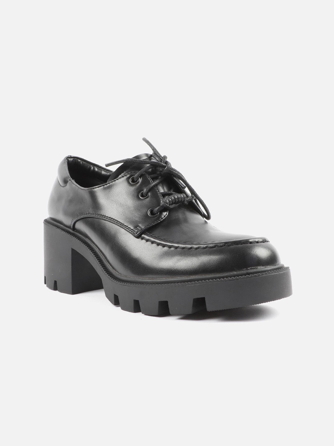 

Carlton London Women Black Solid Block Heels Derbys