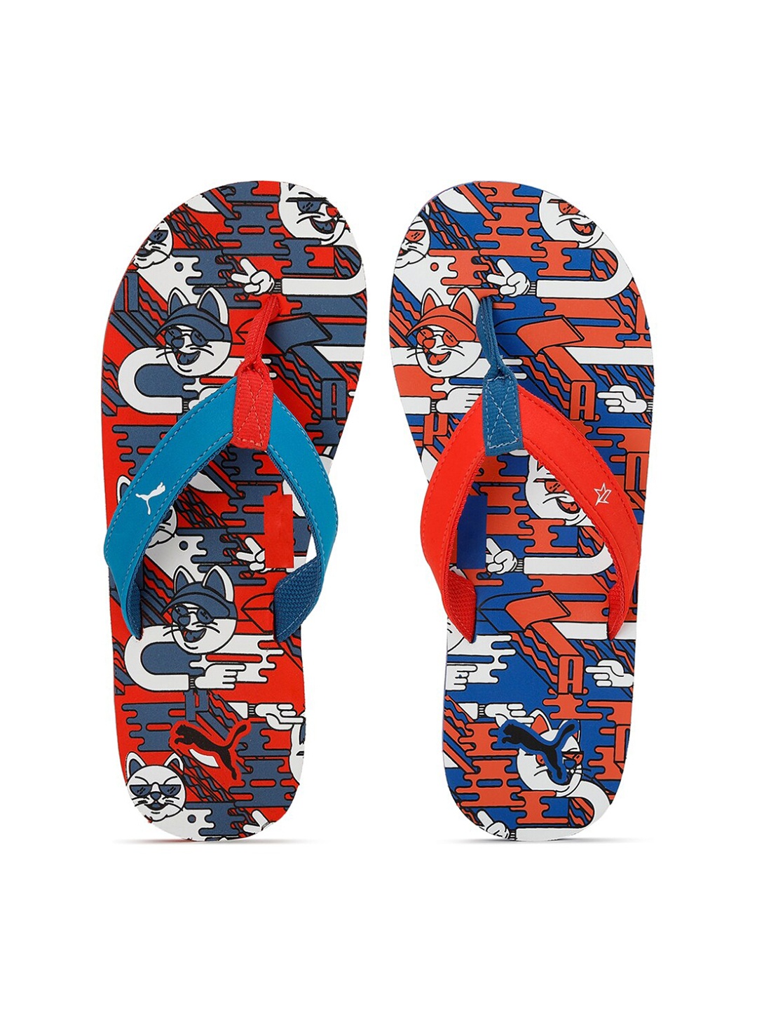 

Puma Kids Red & Blue Printed PUMA X 1DER Hepcat Youth Thong Flip-Flops