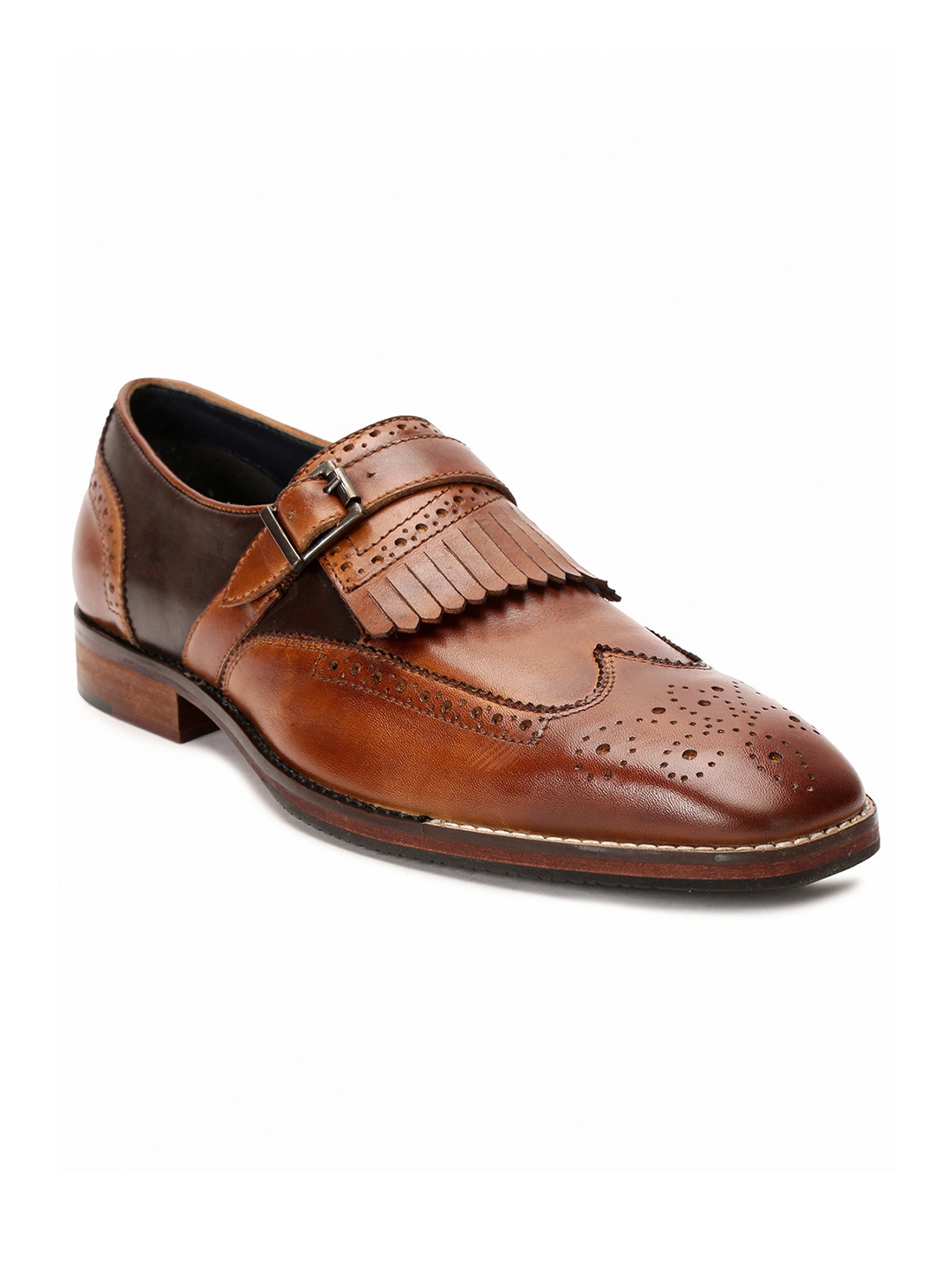 

RARE RABBIT Men Tan Perforations Leather Brogues