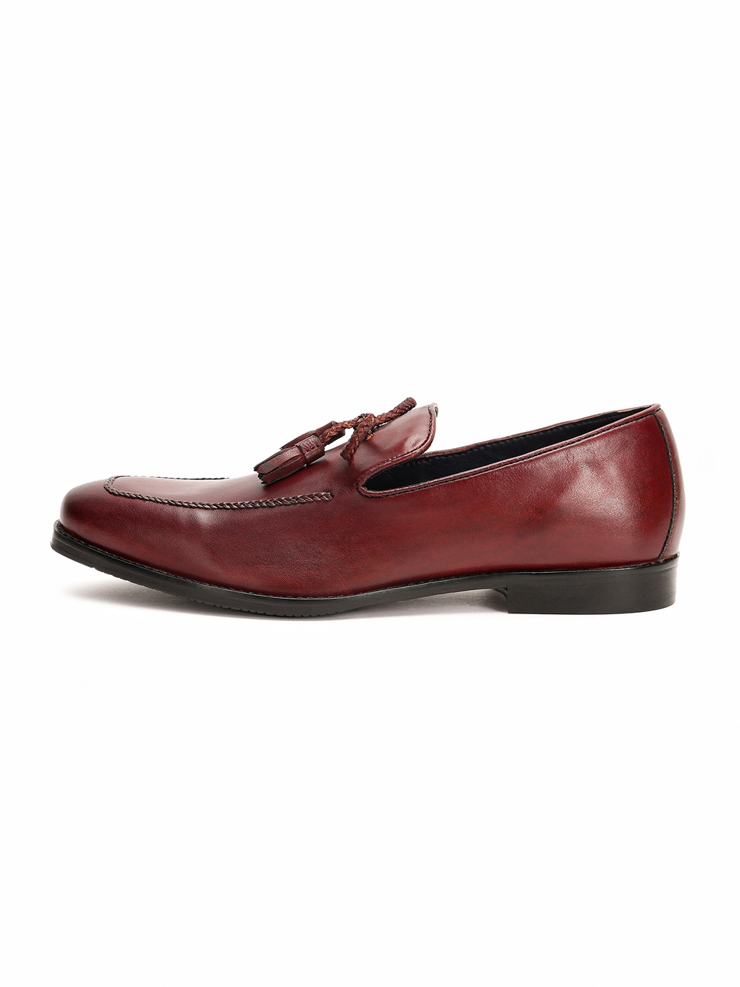 

RARE RABBIT Men Burgundy Leather Tassel Loafers
