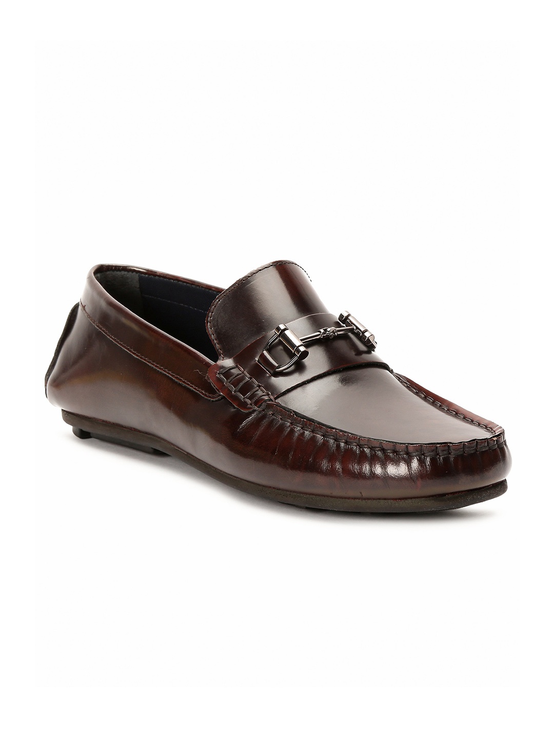 

RARE RABBIT Men Burgundy Printed Leather Horsebit Loafers