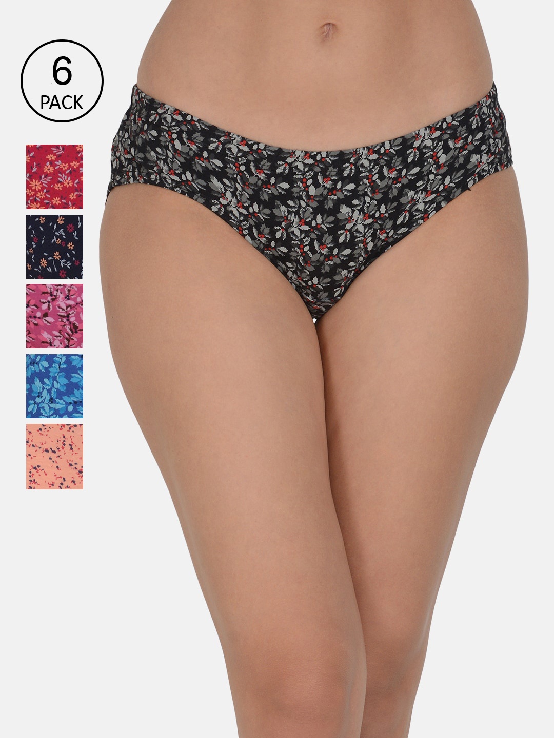 

Leading Lady Women Pack Of 6 Printed Cotton Hipster Briefs, Pink