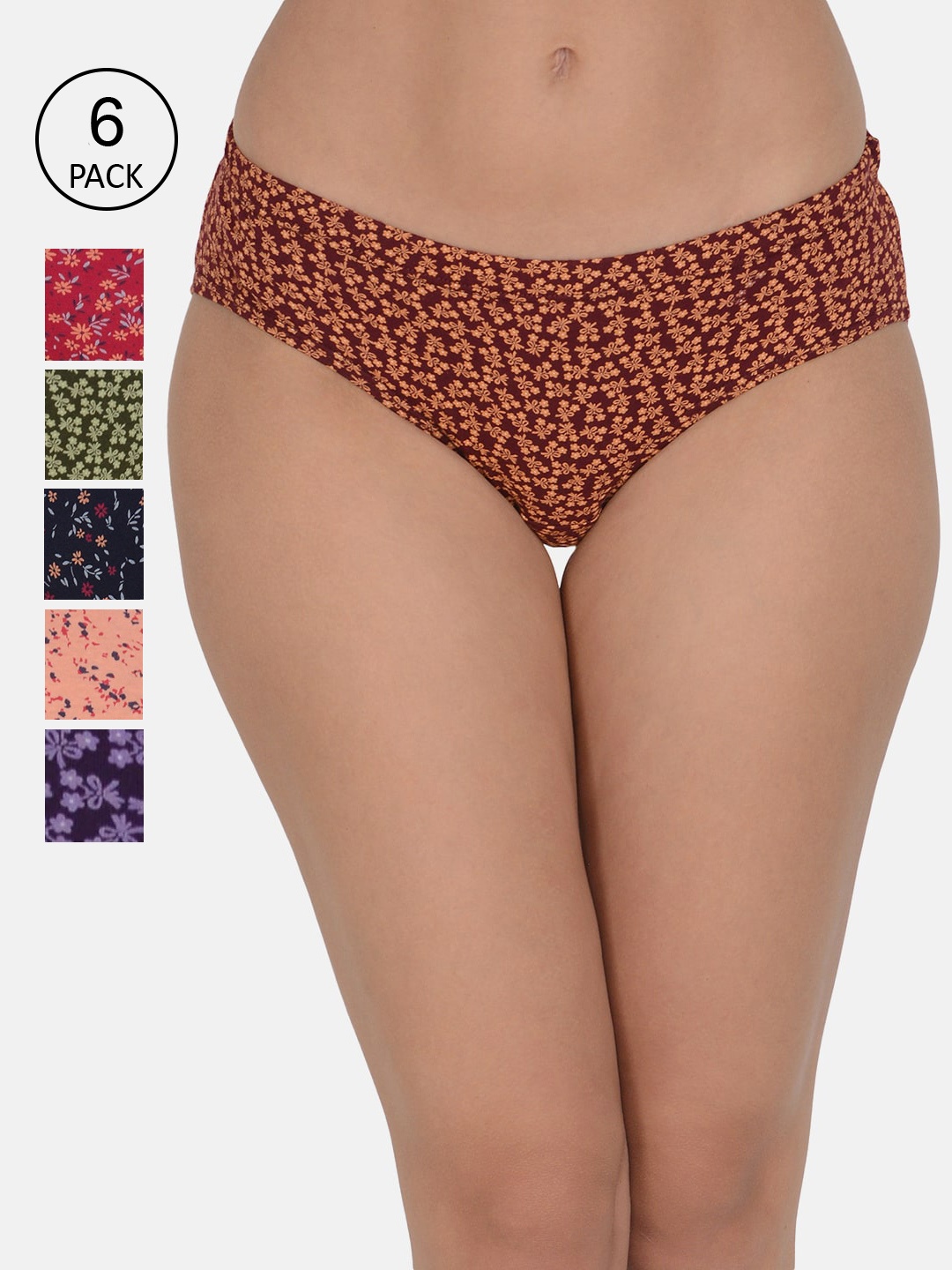 

Leading Lady Women Pack Of 6 Pure Cotton Hipster Briefs, Magenta