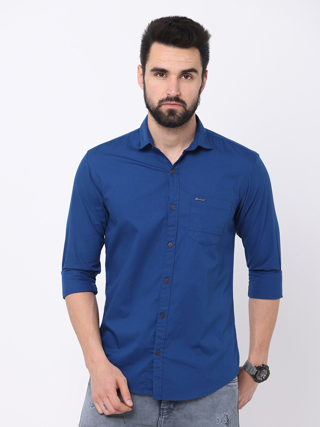 

Jean Cafe Men Blue Premium Slim Fit Organic Cotton Casual Shirt