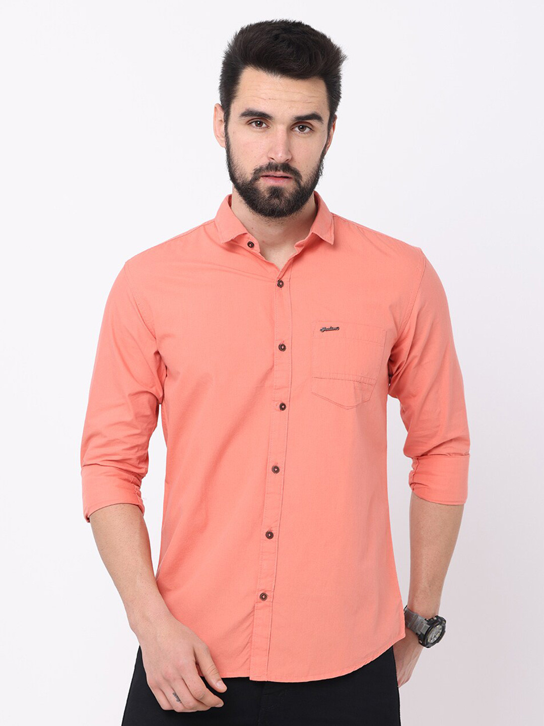 

Jean Cafe Men Pink Premium Slim Fit Casual Shirt