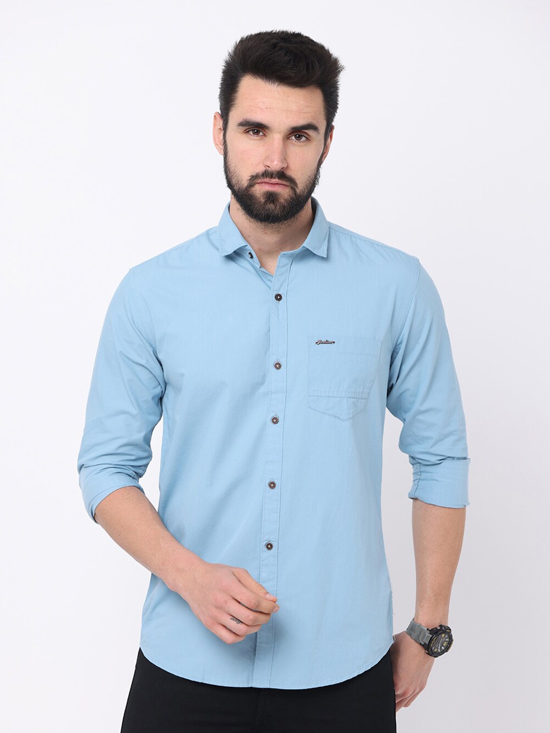 

Jean Cafe Men Blue Premium Slim Fit Casual Shirt