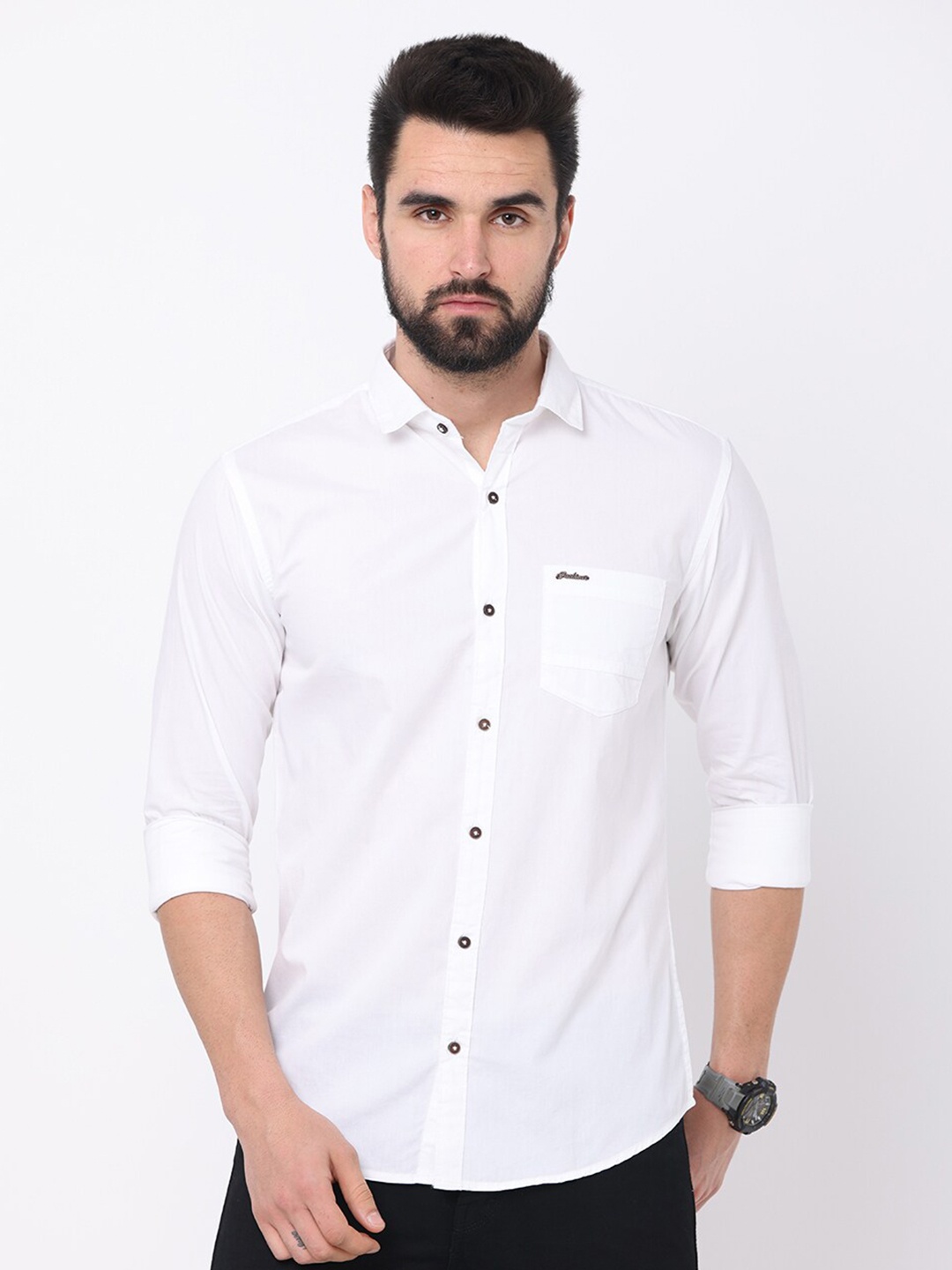 

Jean Cafe Men White Premium Slim Fit Organic Cotton Casual Shirt