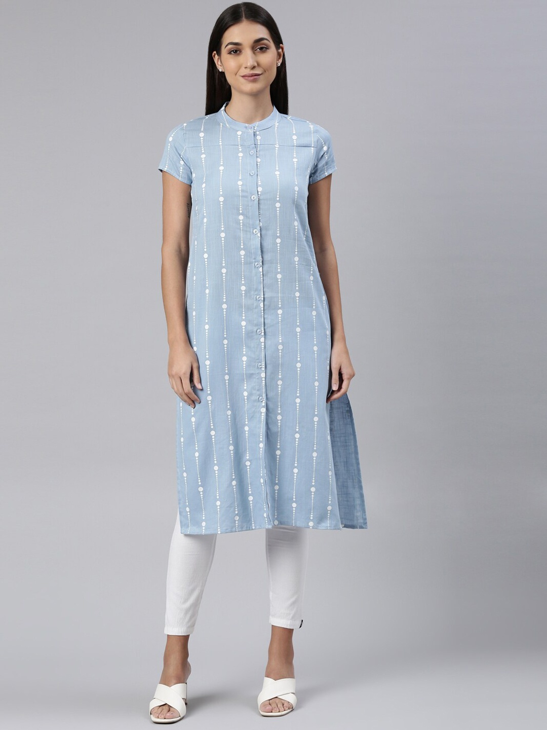 

Kryptic Geometric Printed Cotton Kurta, Blue