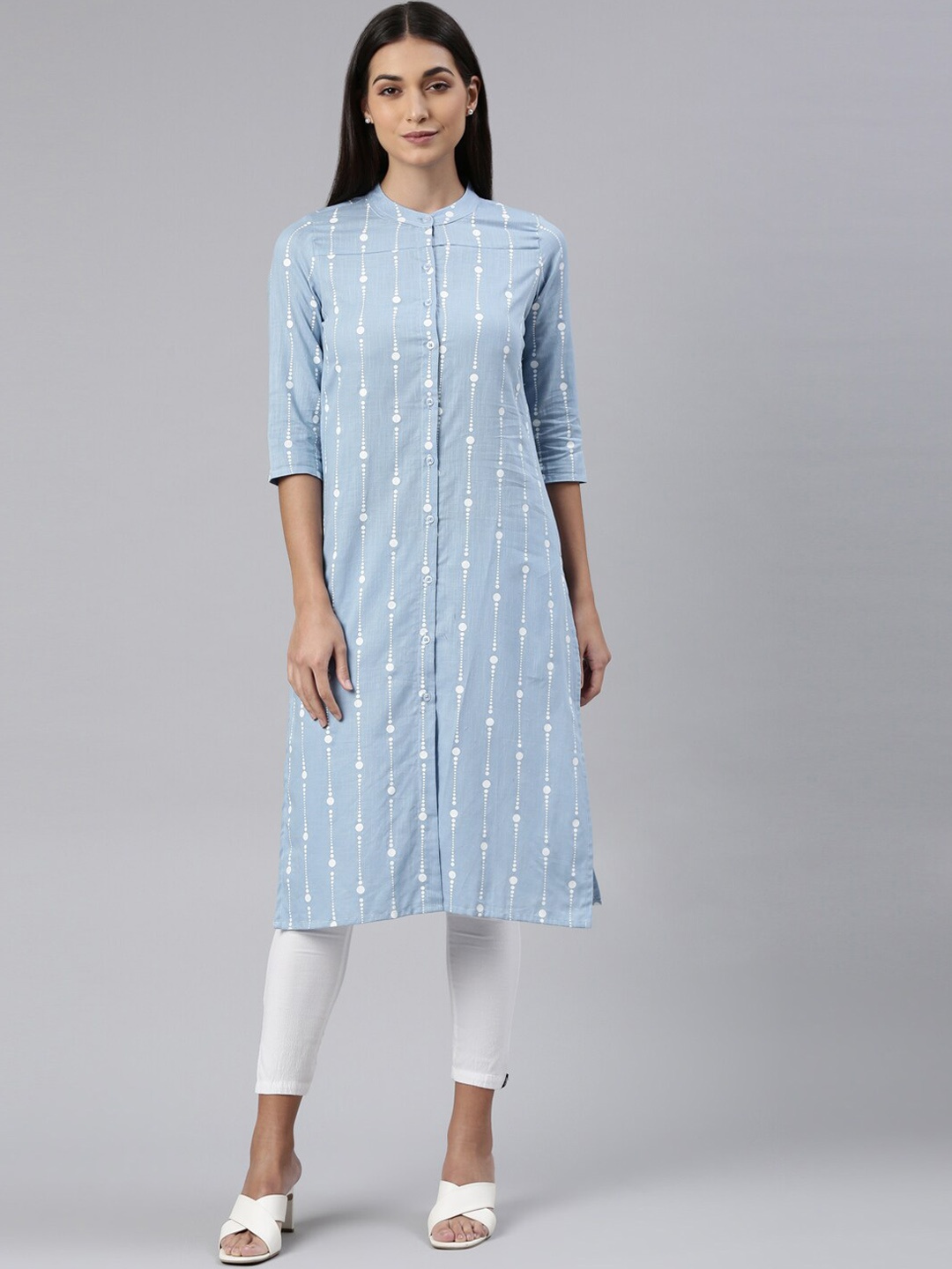 

Kryptic Geometric Printed Cotton Kurta, Blue