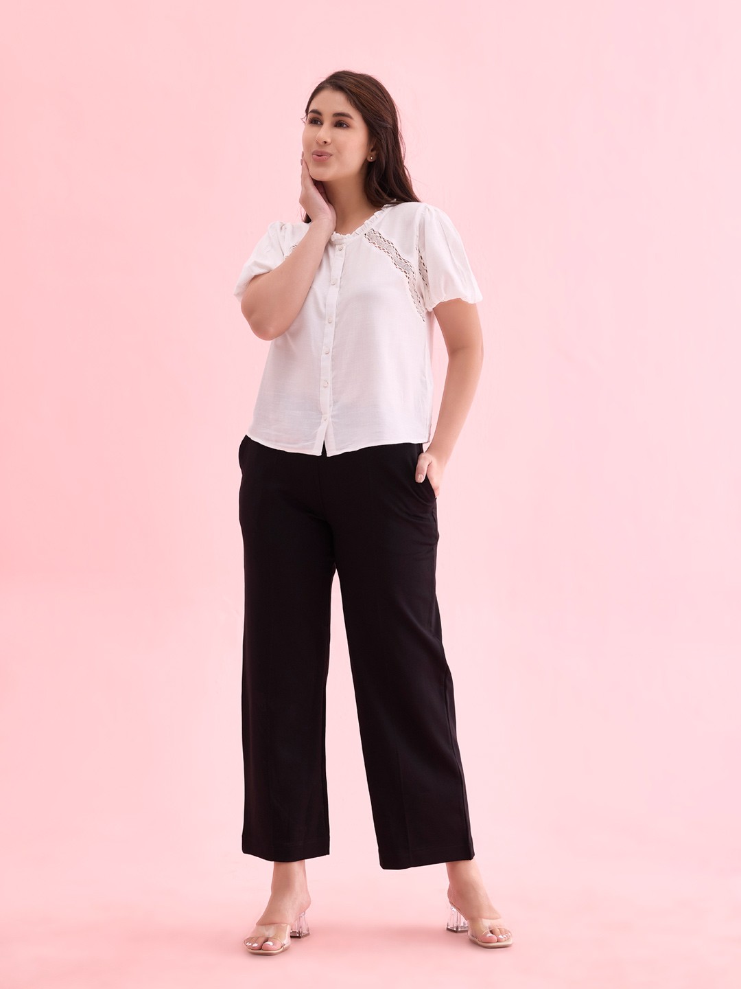 

Go Colors Women Black Relaxed High-Rise Trousers