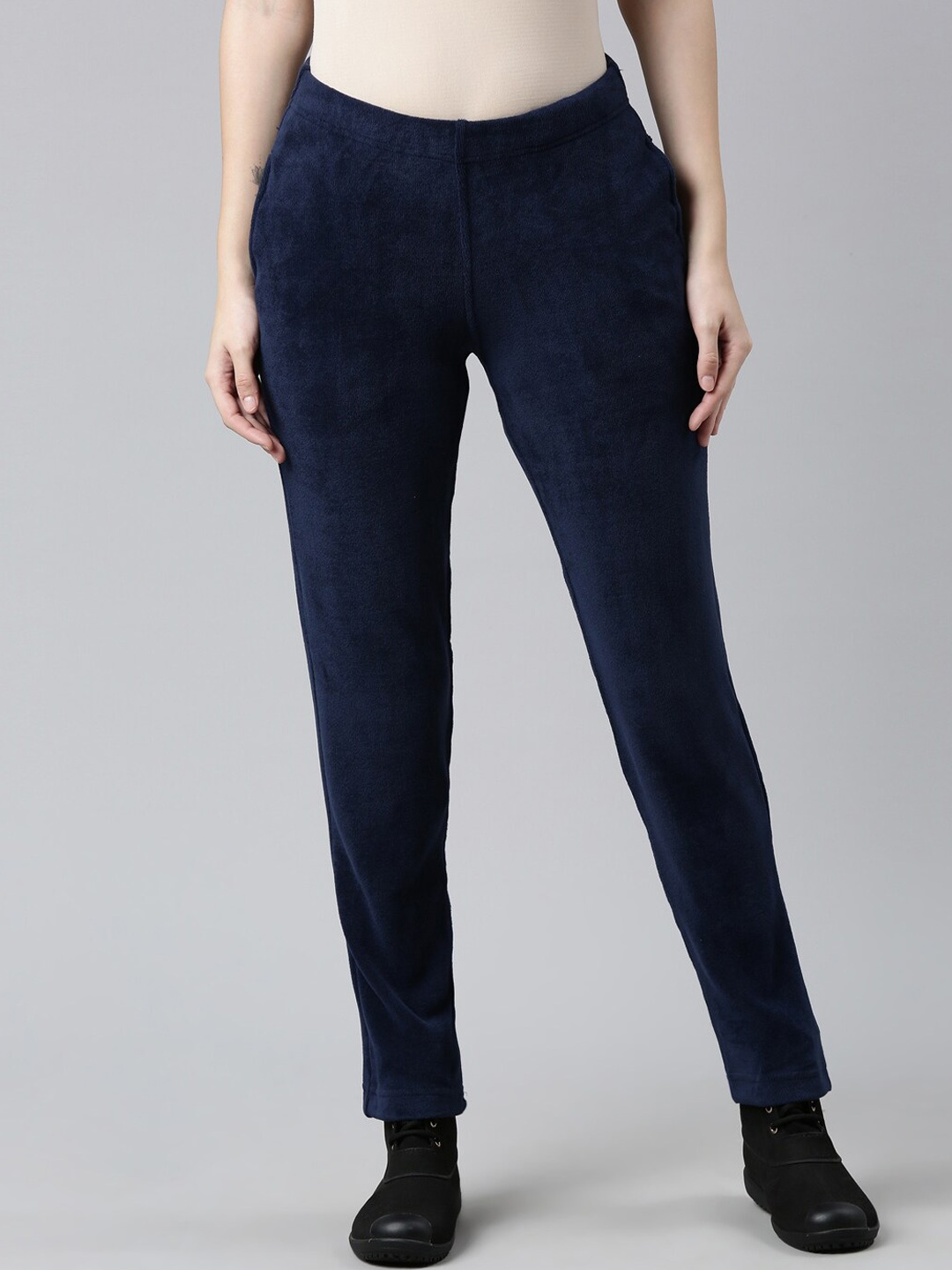 

Go Colors Women Navy Blue Relaxed Trousers