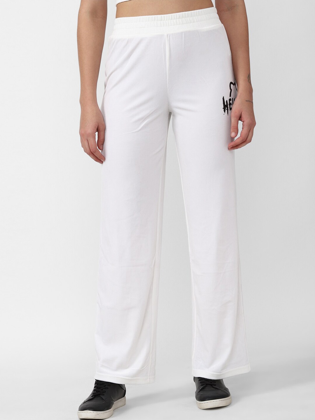 

FOREVER 21 Women White Solid Track Pants