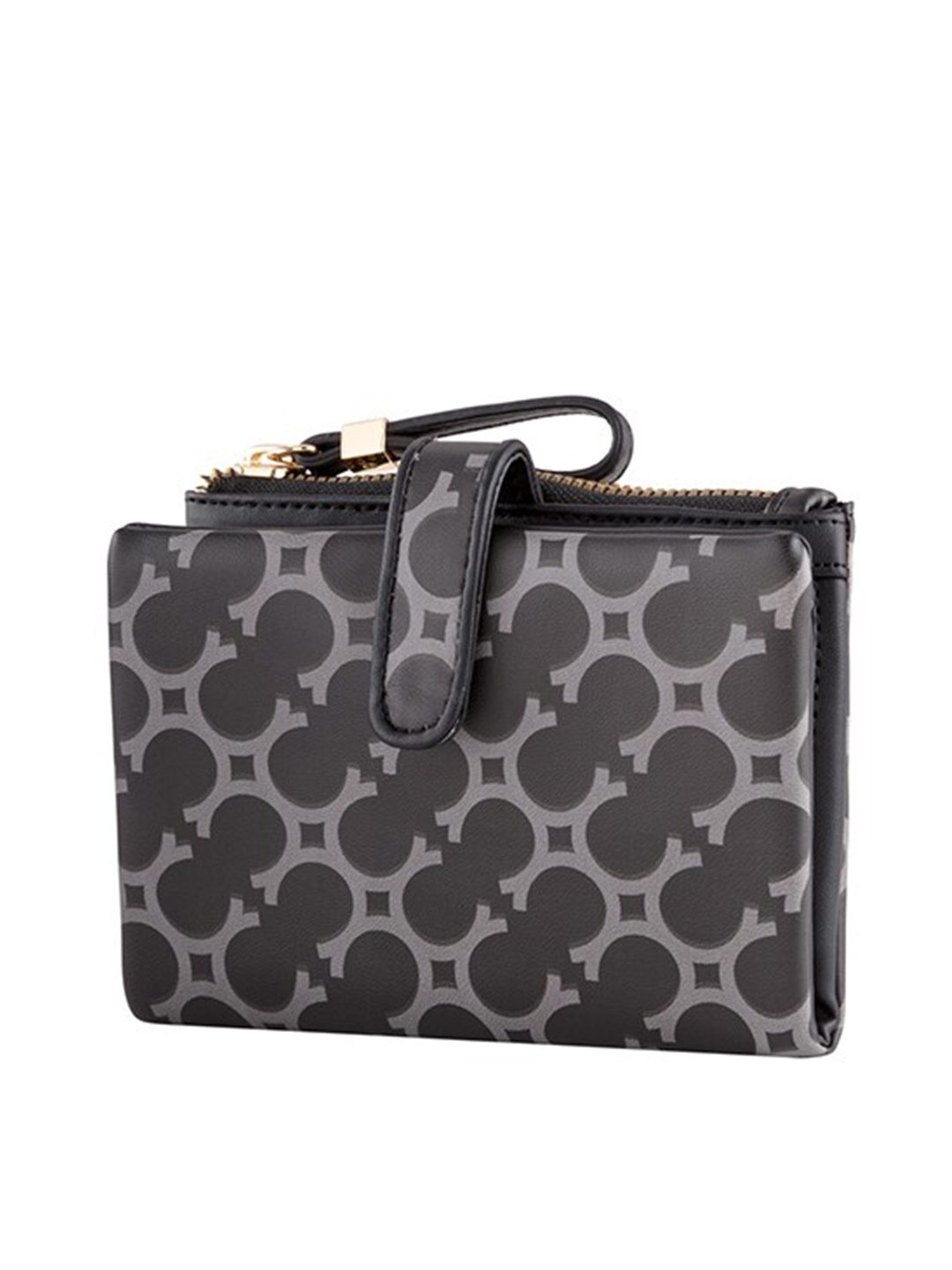 

CARPISA Women Black & Grey Geometric Printed Two Fold Wallet