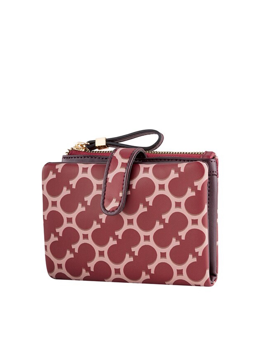 

CARPISA Women Red & Beige Geometric Printed Zip Detail Two Fold Wallet